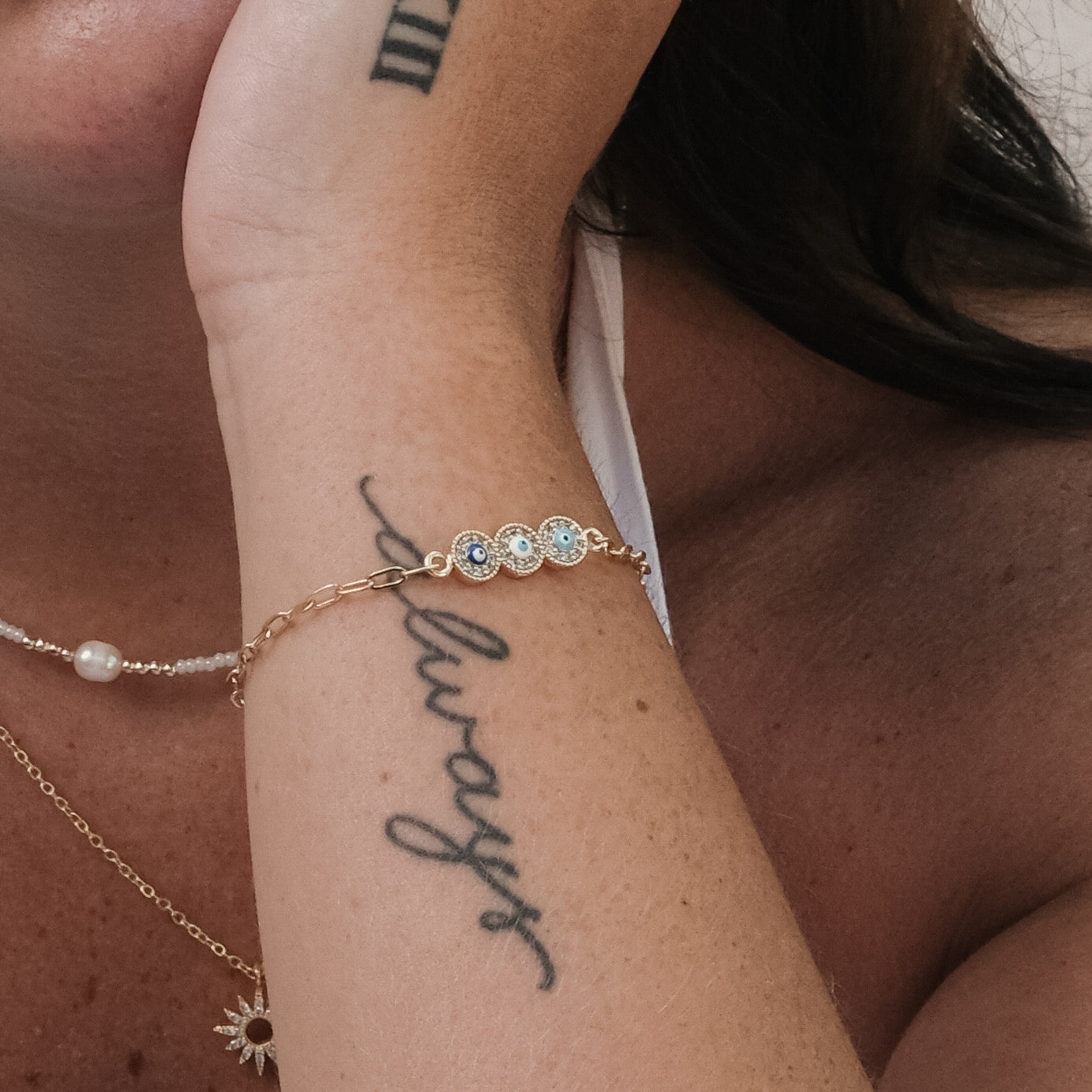 EVIL EYE & LINK CHAIN BRACELET