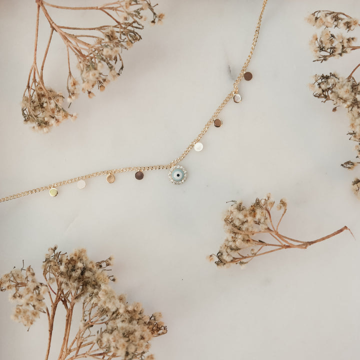 CIRCLE EVIL EYE CHAIN ANKLET