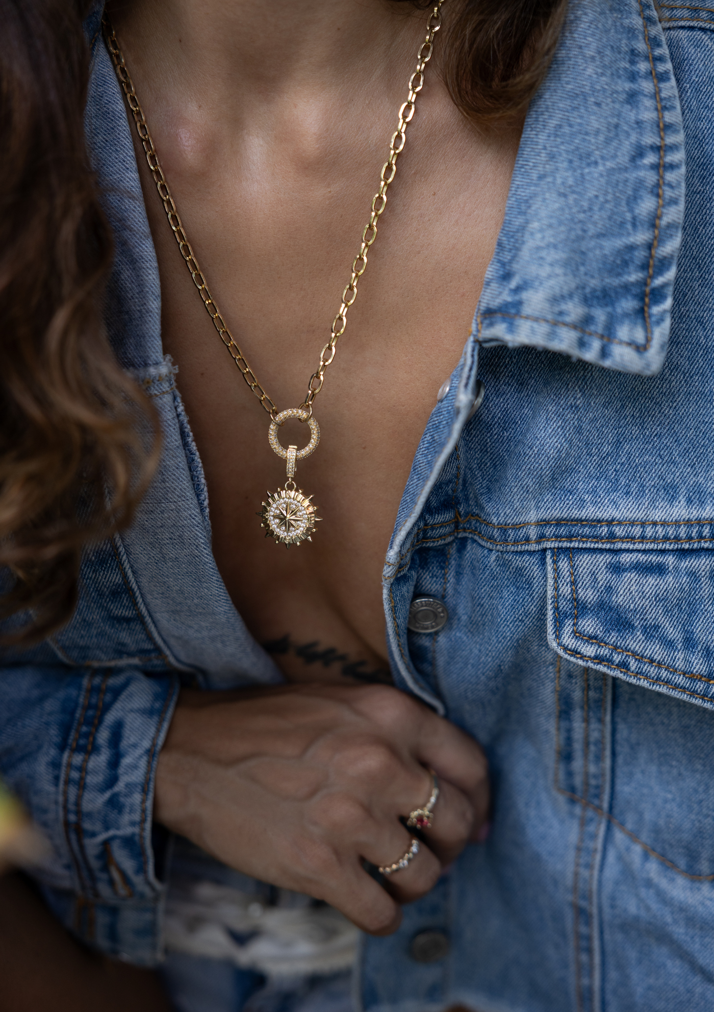 Chunky Compass Necklace – 18K Gold Wanderlust Jewelry | Bohemian Store