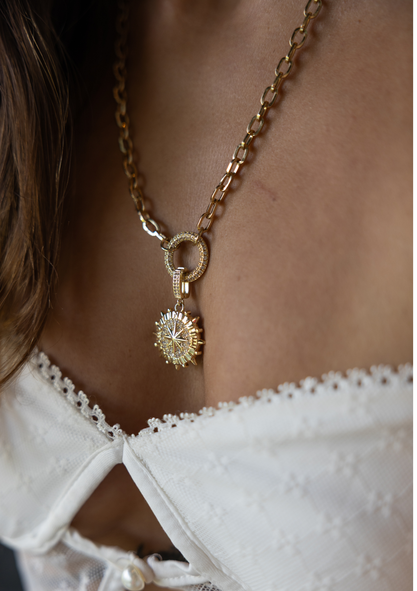 Chunky Compass Necklace – 18K Gold Wanderlust Jewelry | Bohemian Store