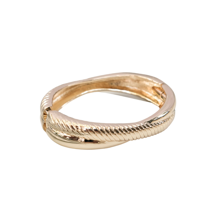 GOLD CHUNKY BANGLE - HALF TEXTURED