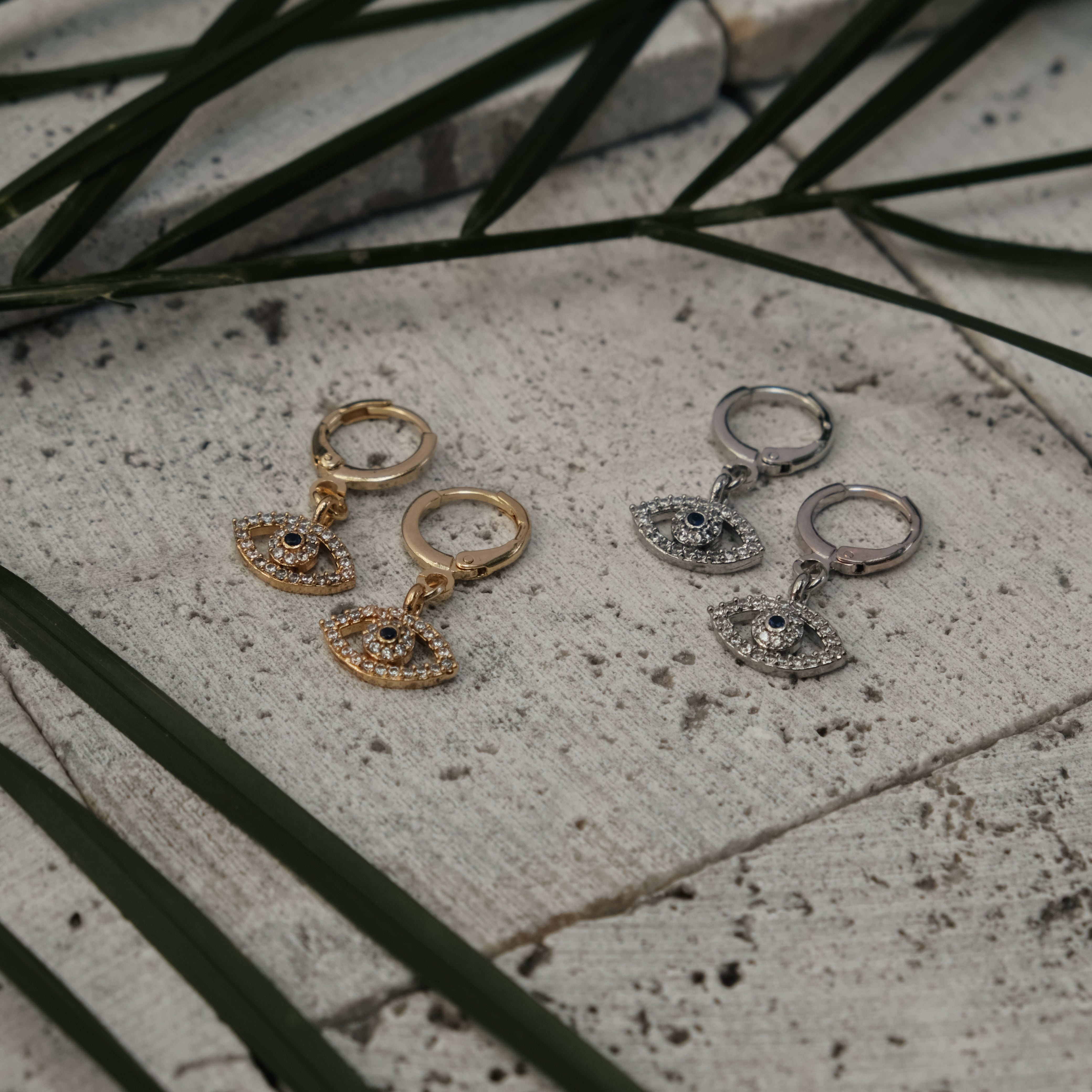 DIAMANTE EVIL EYE DROP EARRINGS | My Bohemian Store