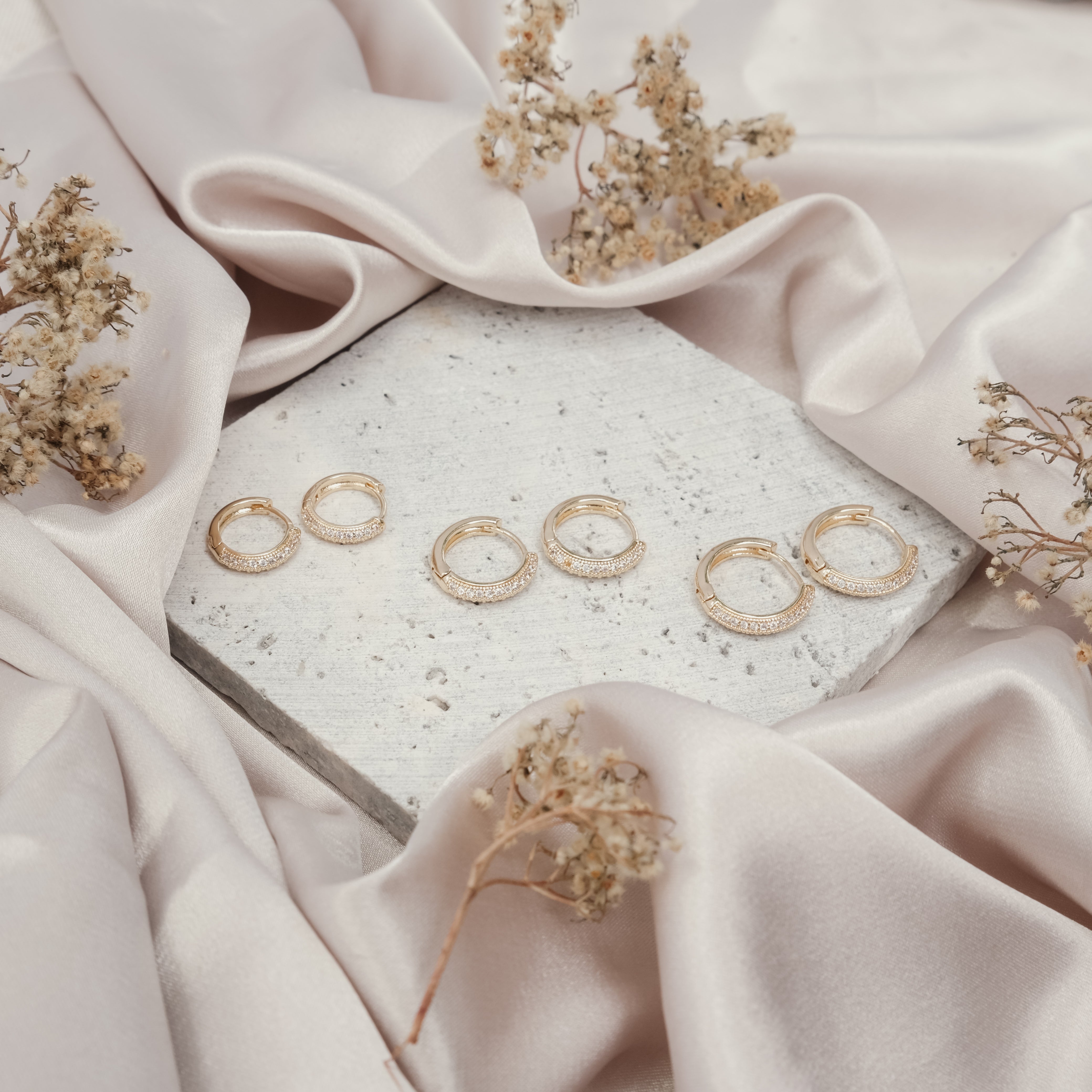 DIAMANTE HOOPS - THREE SIZE