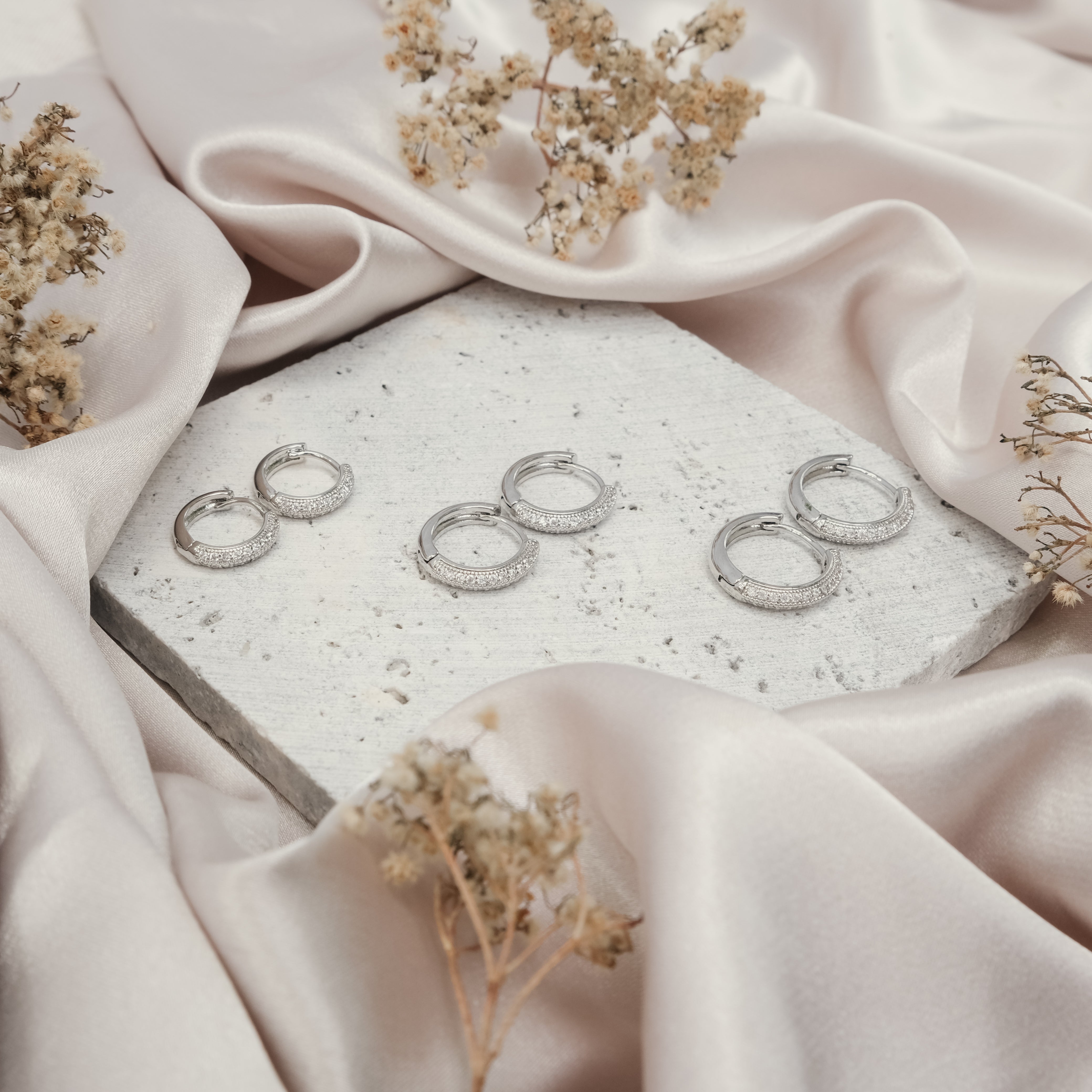 DIAMANTE HOOPS - THREE SIZE