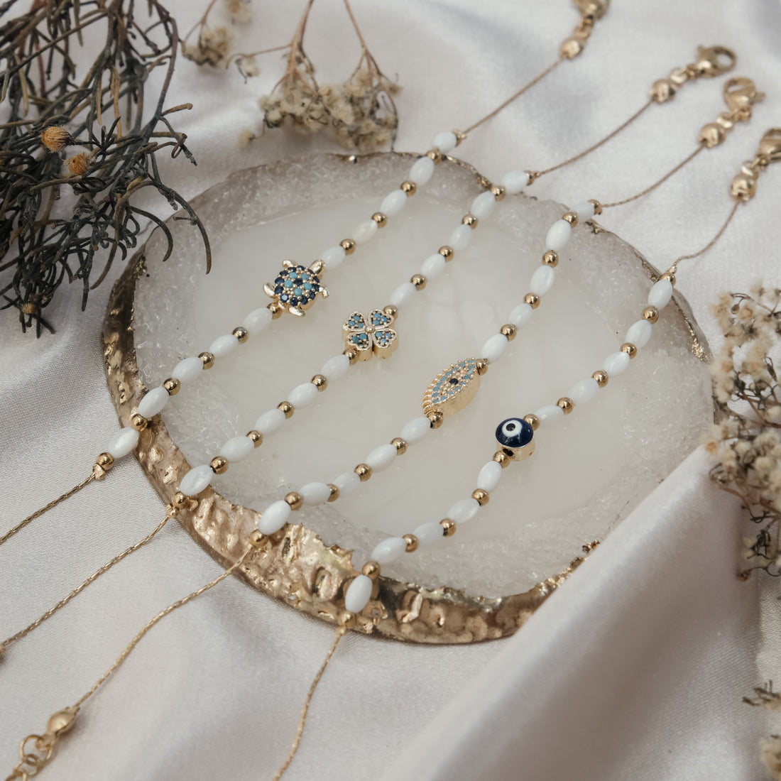 MOTHER OF PEARL SYMBOL BRACELET