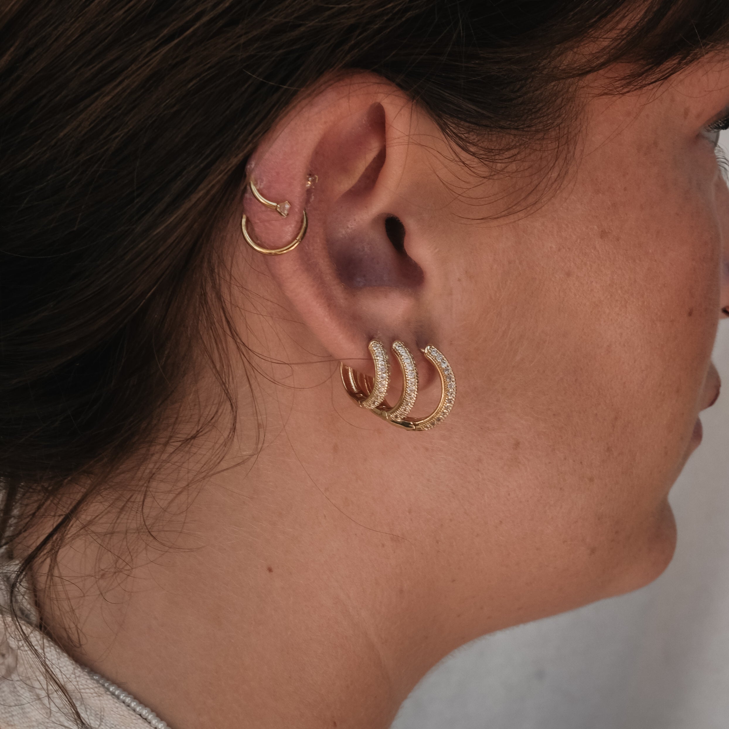 DIAMANTE HOOPS - THREE SIZE