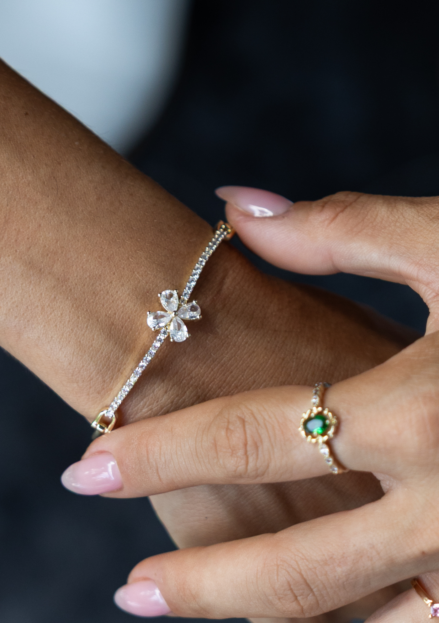 Diamante & Flower Bracelet – 18K Gold Boho Jewelry | My Bohemian Store 2