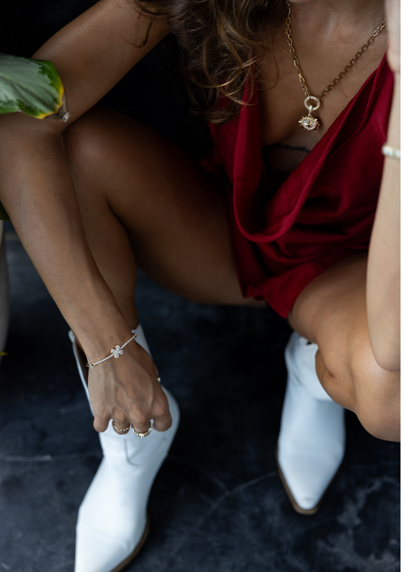 Diamante & Flower Bracelet – 18K Gold Boho Jewelry | My Bohemian Store