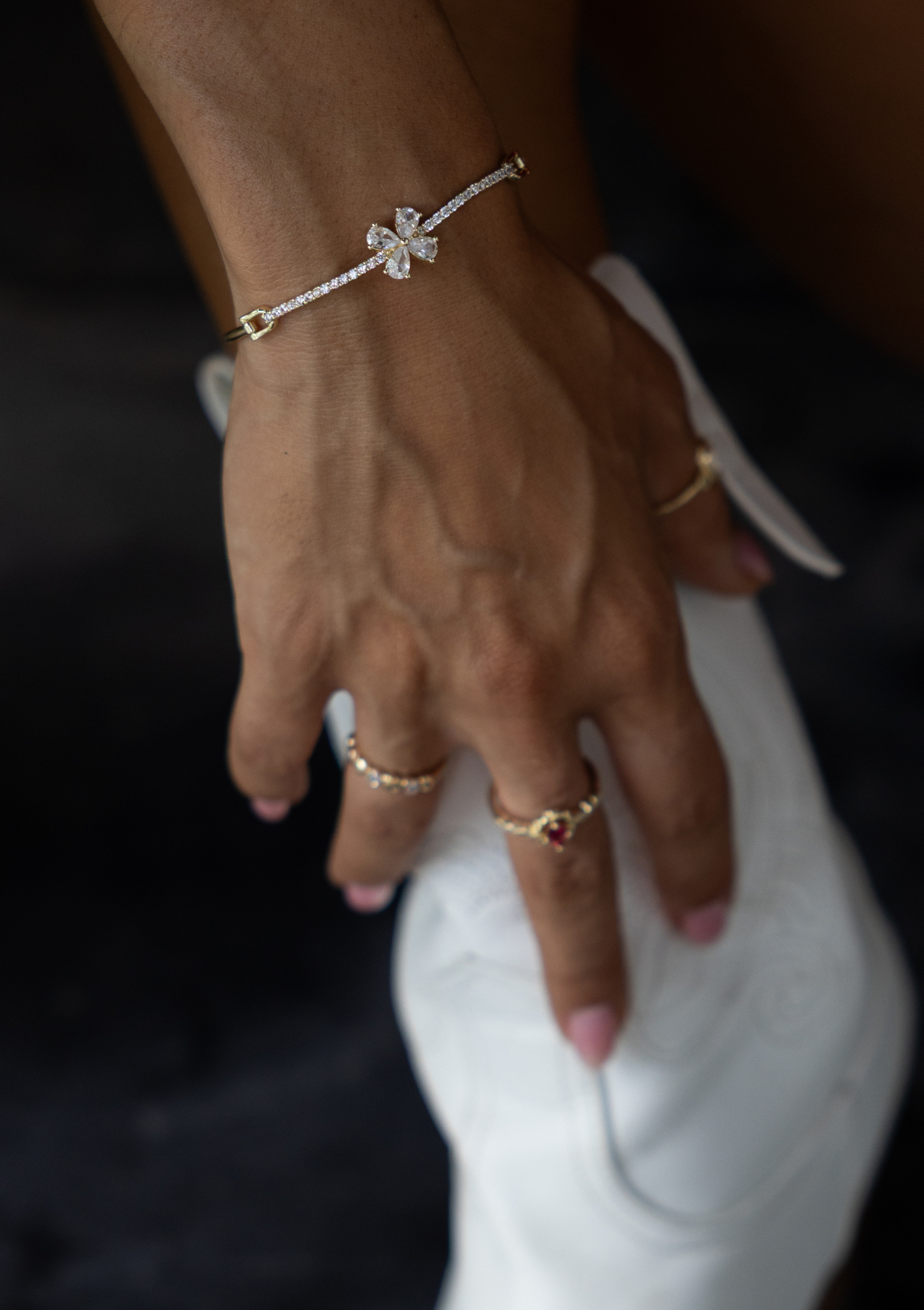 Diamante & Flower Bracelet – 18K Gold Boho Jewelry | My Bohemian Store