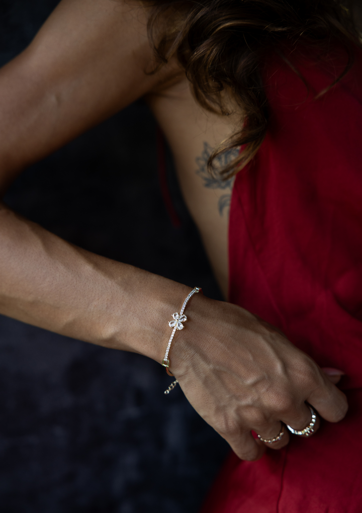 Diamante & Flower Bracelet – 18K Gold Boho Jewelry | My Bohemian Store