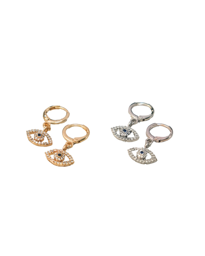 DIAMANTE EVIL EYE DROP EARRINGS