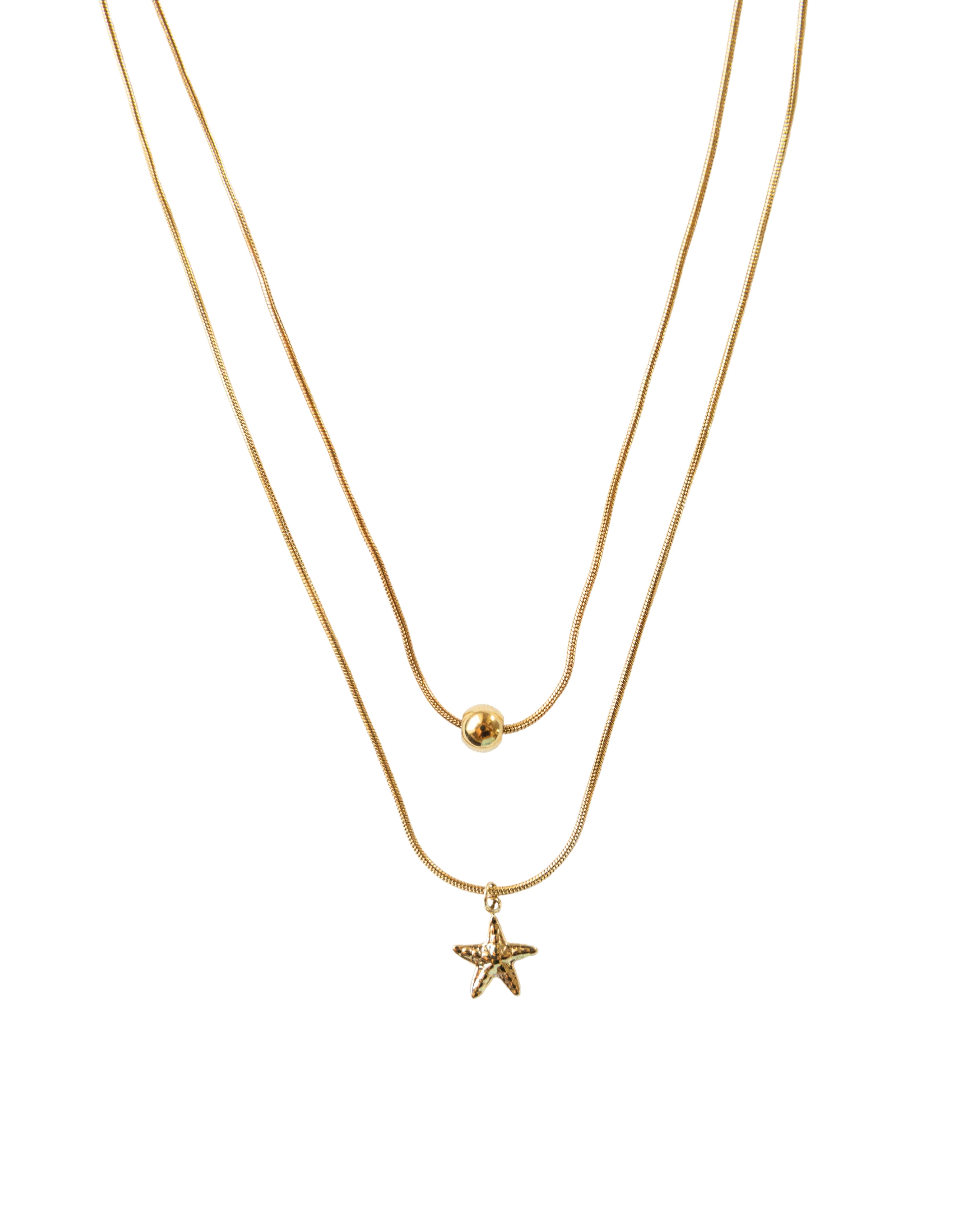 Double Layered Seastar Necklace – 18K Gold Boho Accessory| MBS