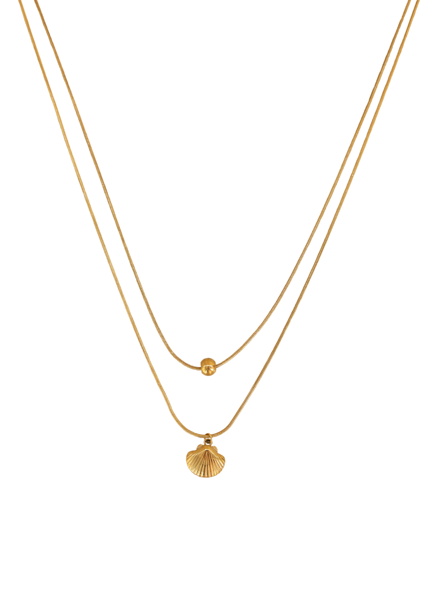 Double Layered Shell Necklace – Gold Boho Layered| My Bohemian Store