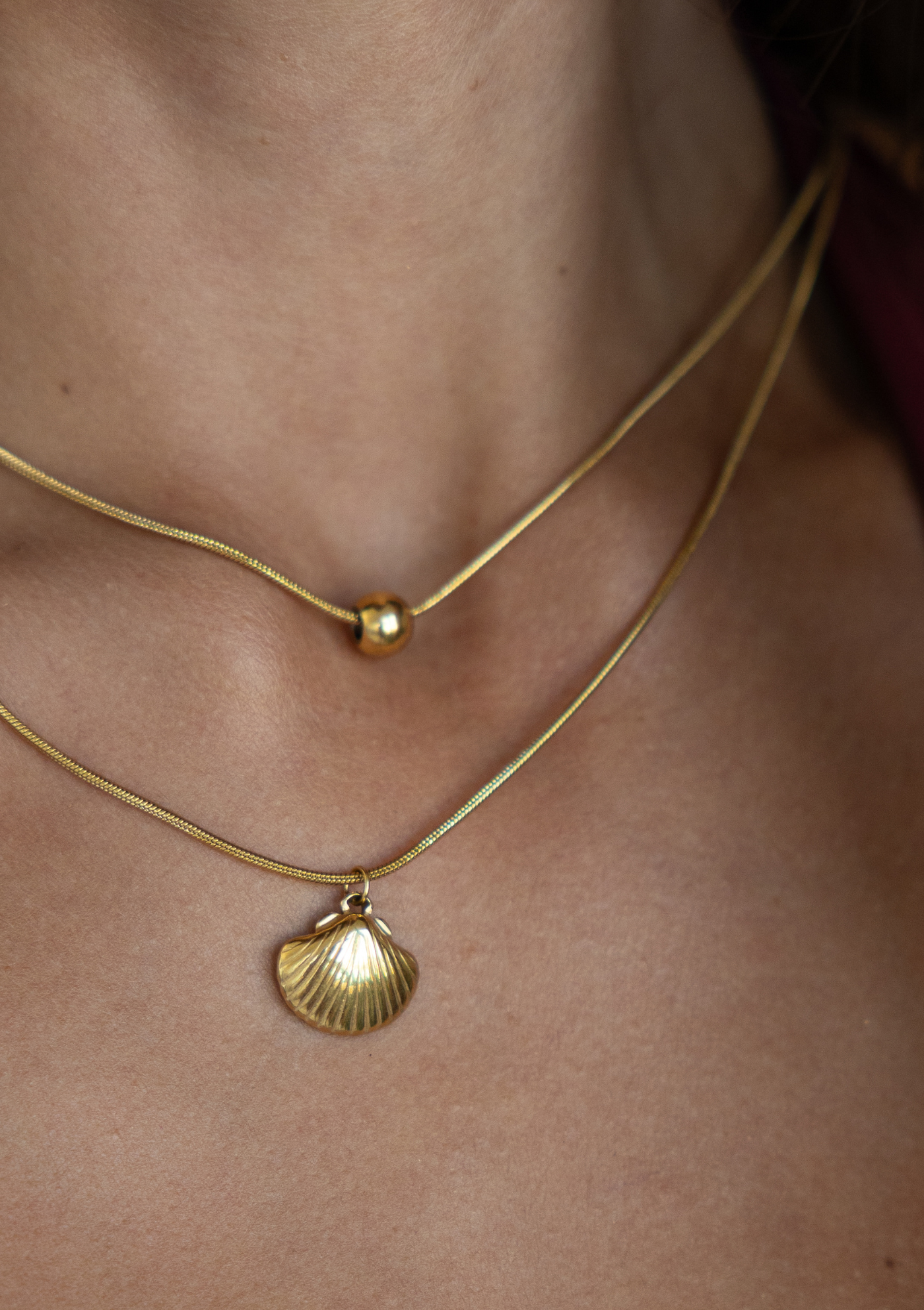 Double Layered Shell Necklace – Gold Boho Layered| My Bohemian Store