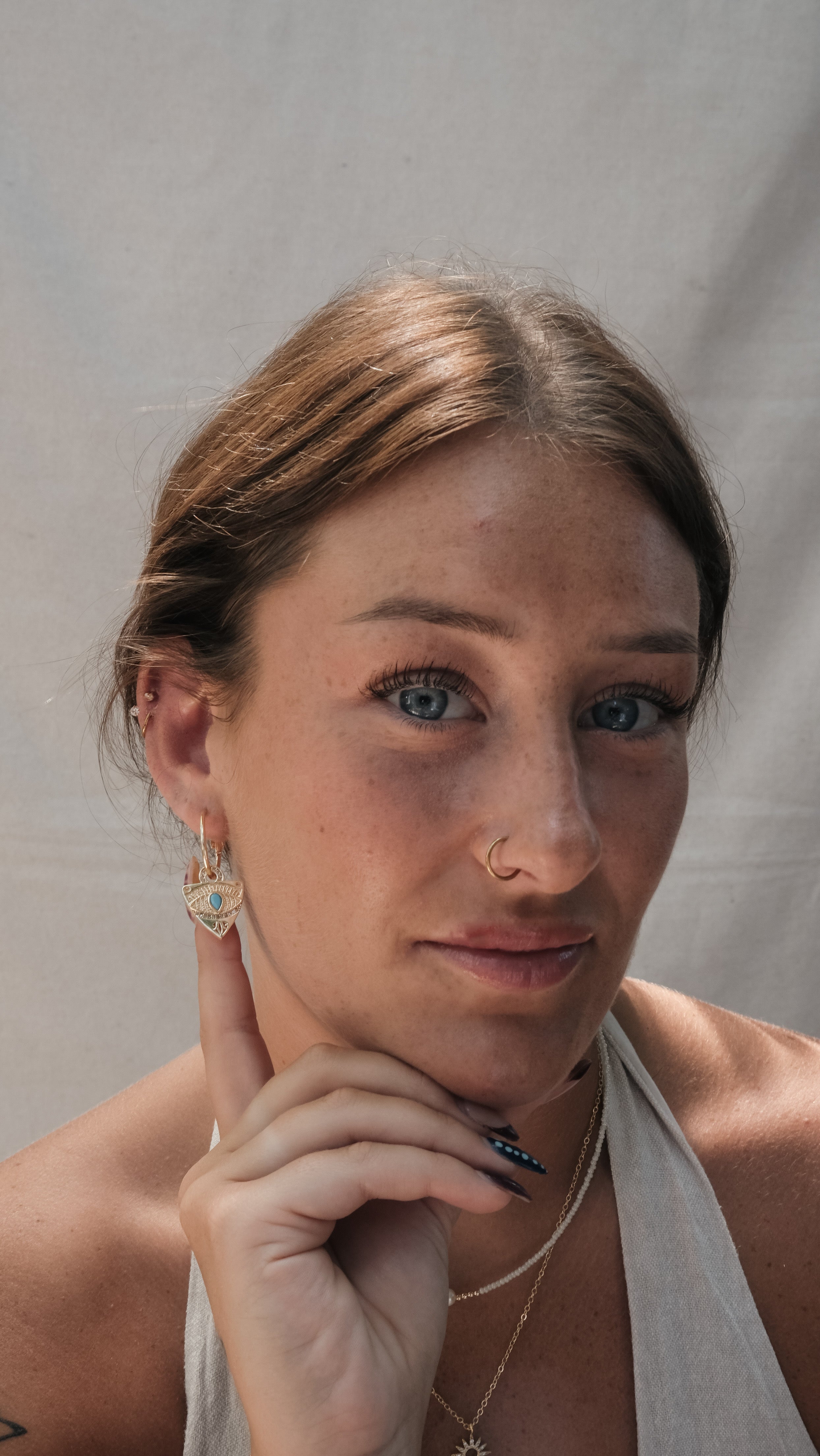 EGYPTIAN STYLE DANGLE EVIL EYE EARRINGS GOLD | My Bohemian Store