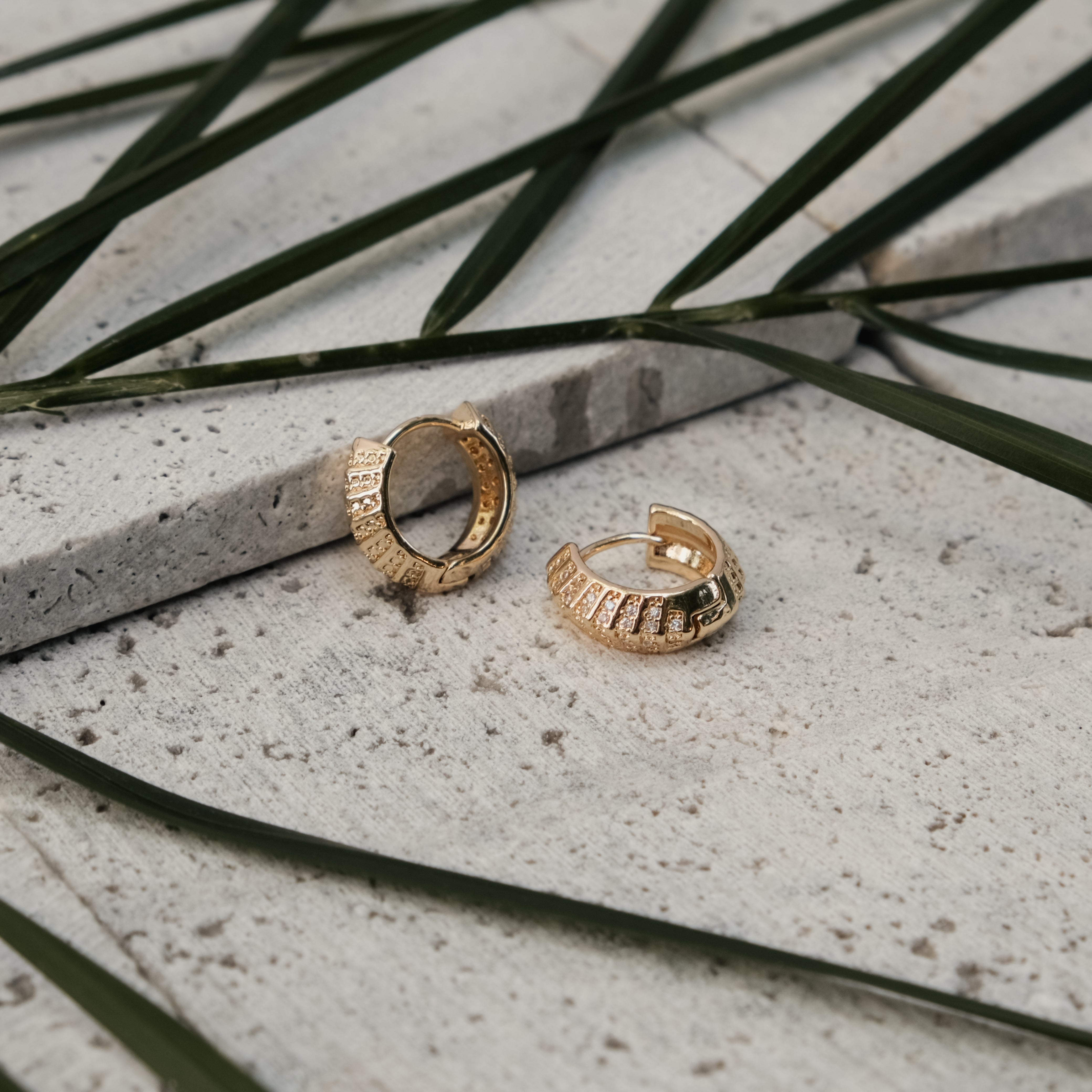 GEOMETRIC DIAMANTE GOLD HOOPS - THREE SIZE | My Bohemian Store