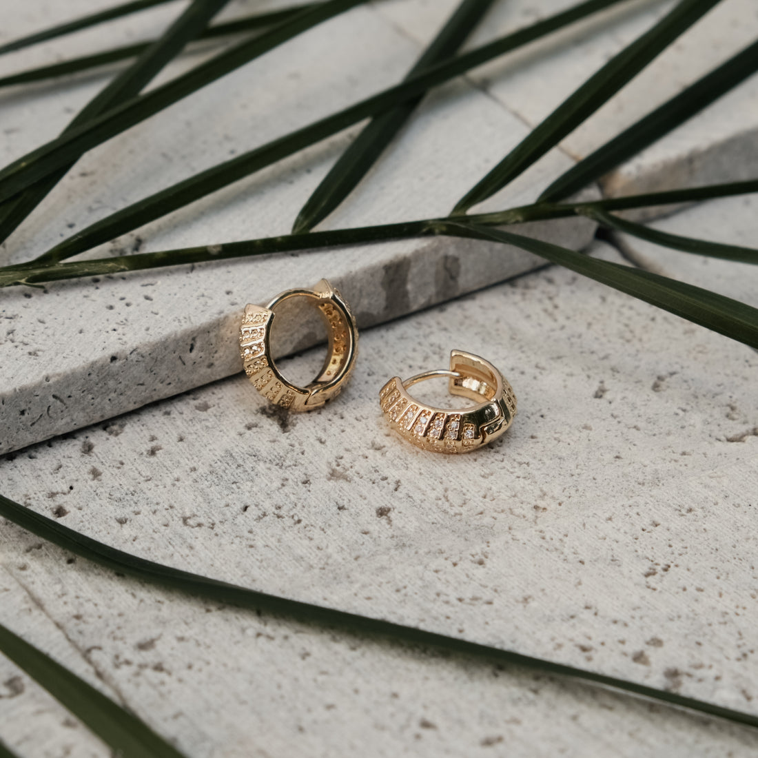 GEOMETRIC DIAMANTE GOLD HOOPS - THREE SIZE | My Bohemian Store