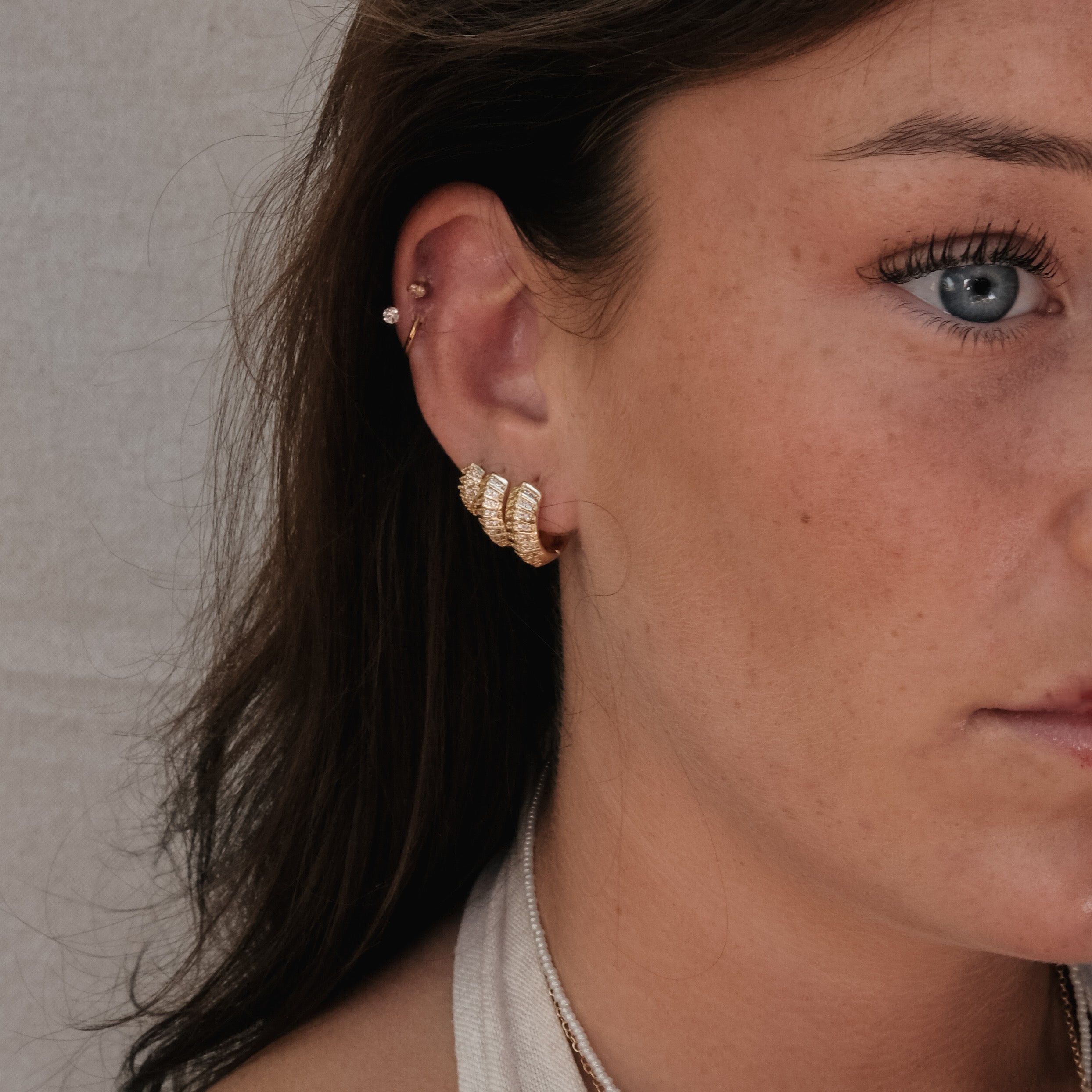 GEOMETRIC DIAMANTE GOLD HOOPS - THREE SIZE | My Bohemian Store