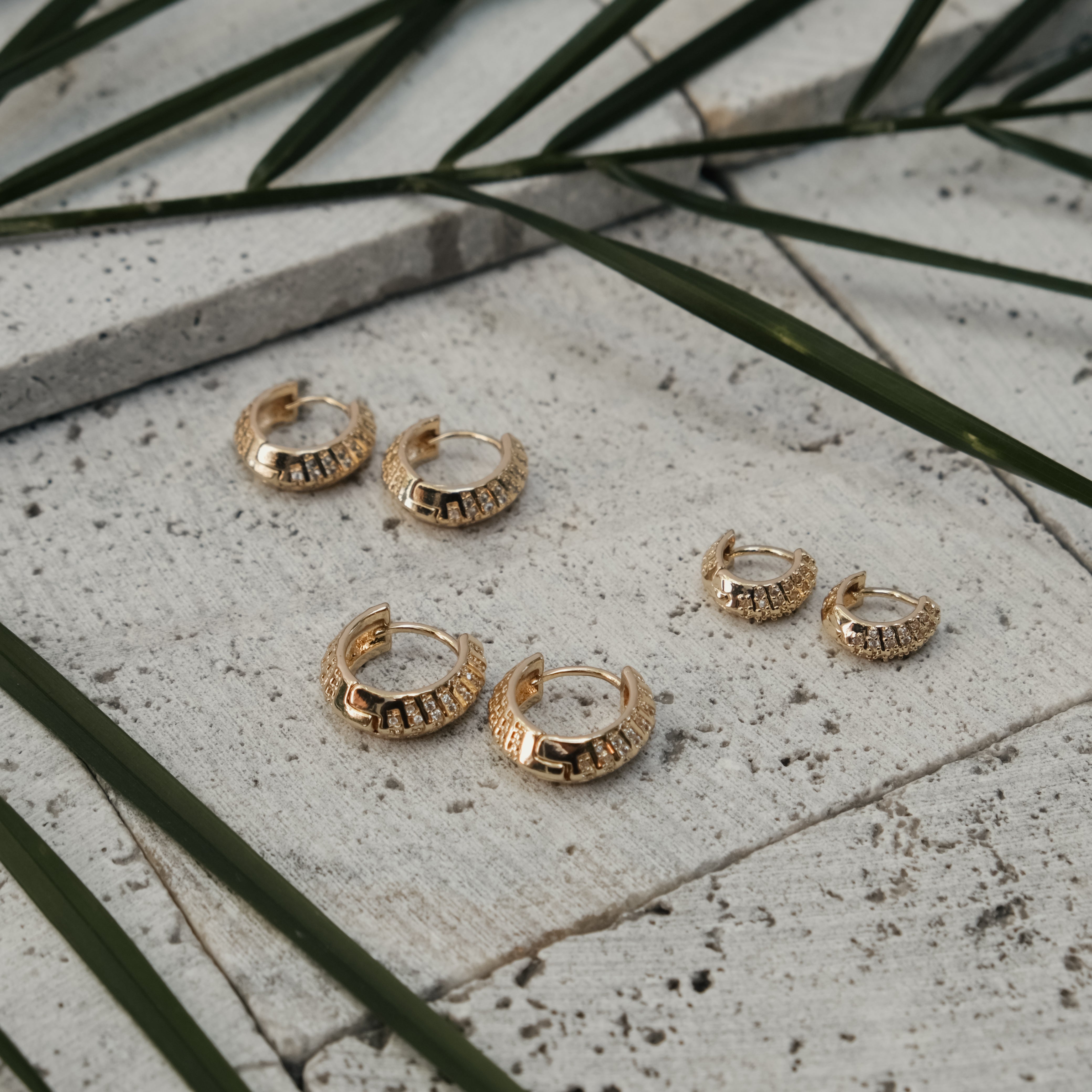 GEOMETRIC DIAMANTE GOLD HOOPS - THREE SIZE | My Bohemian Store