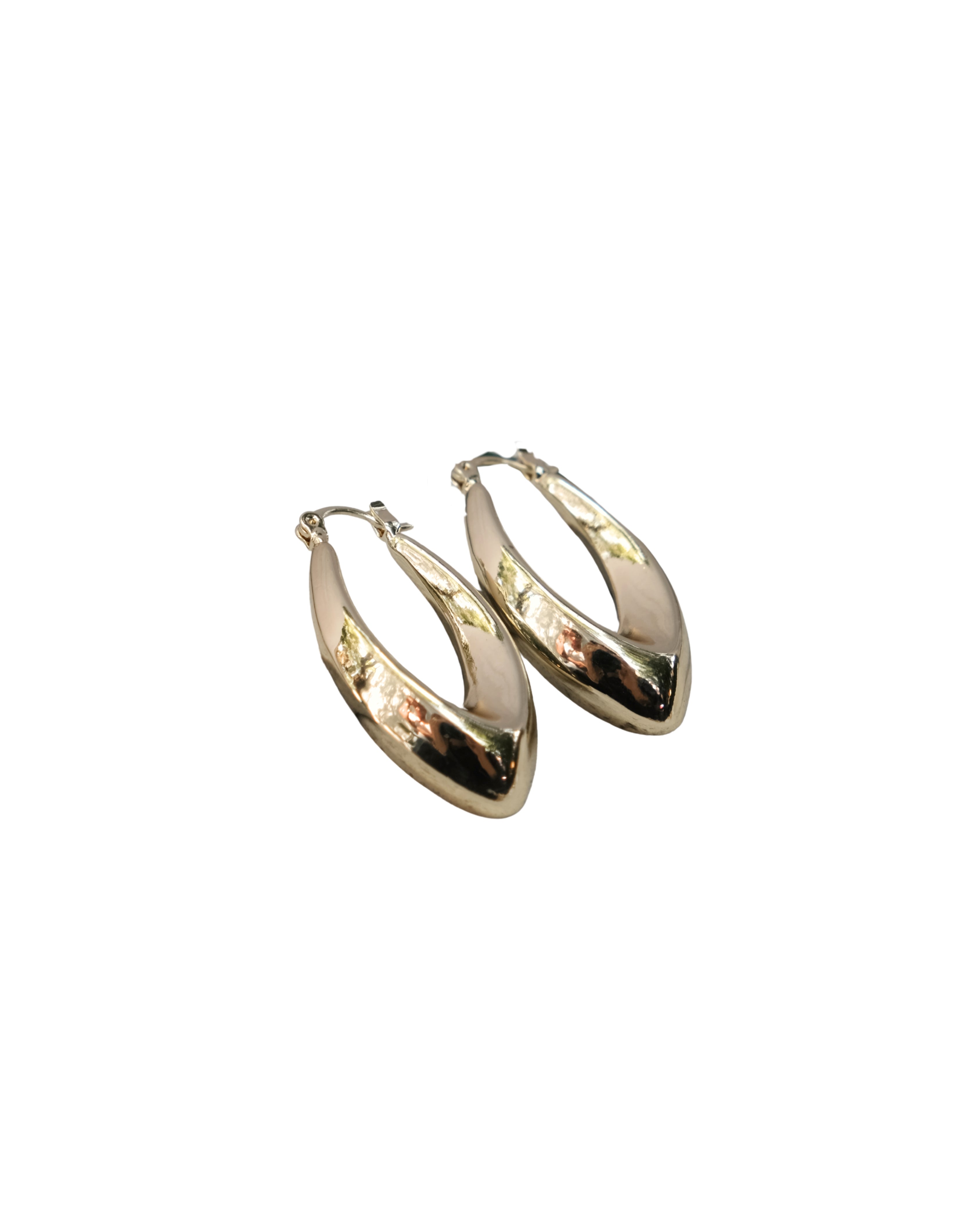 GEOMETRIC OVAL & CHUNKY HOOP EARRINGS GOLD | My Bohemian Store
