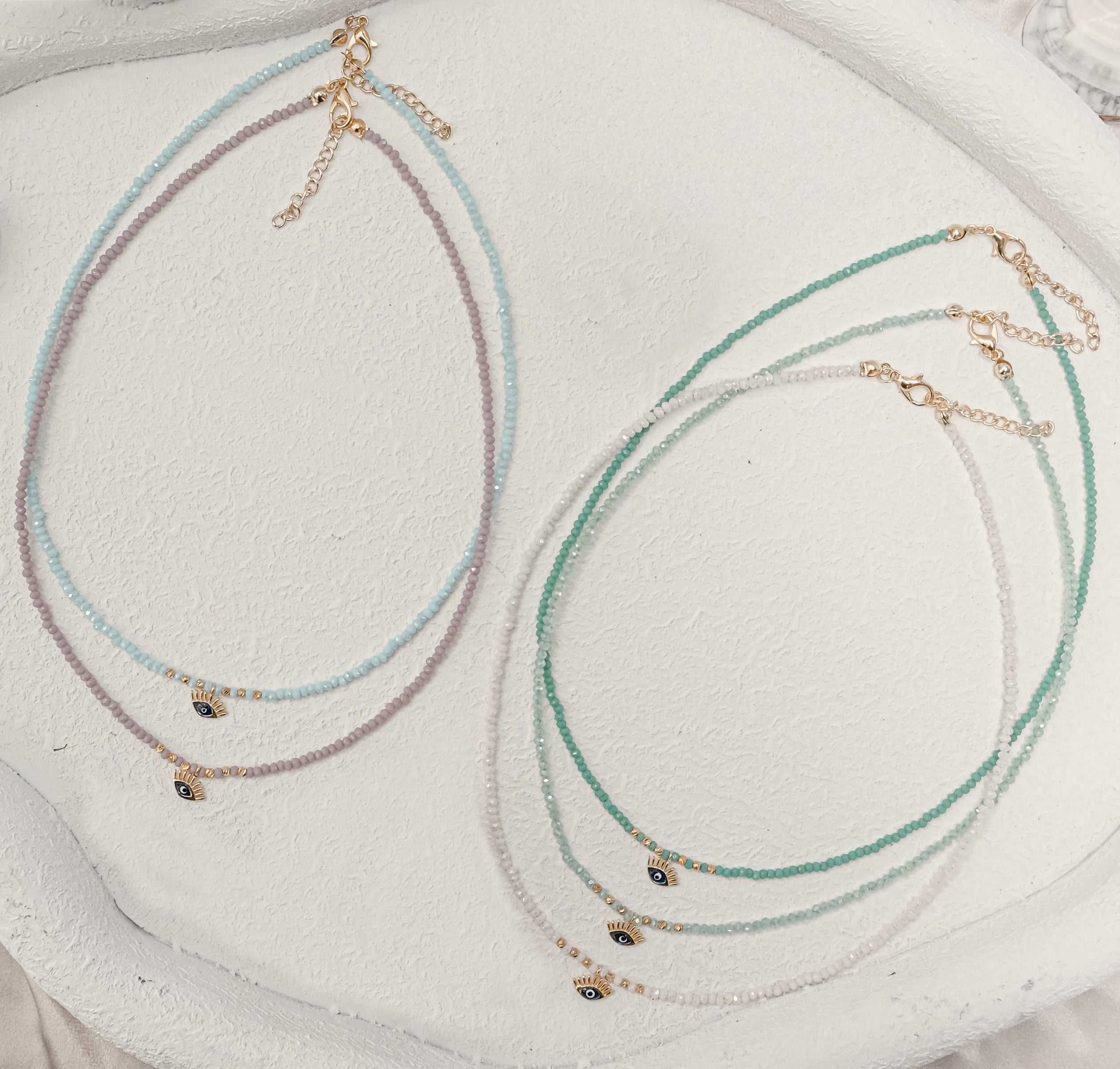 GLASS BEAD & EVIL EYE NECKLACE | My Bohemian Store