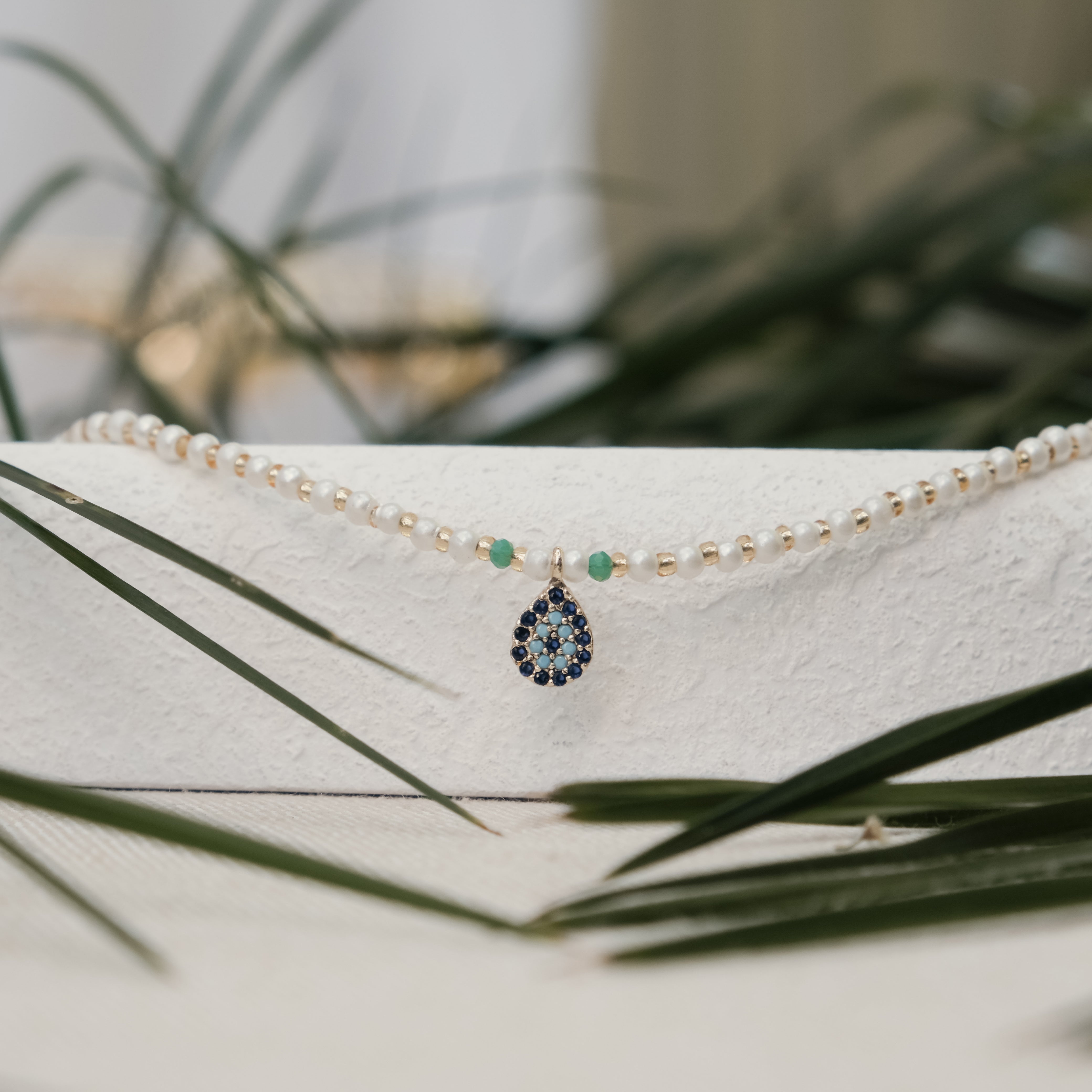 GLASS PEARL BEAD NECKLACE & PENDANT | My Bohemian Store