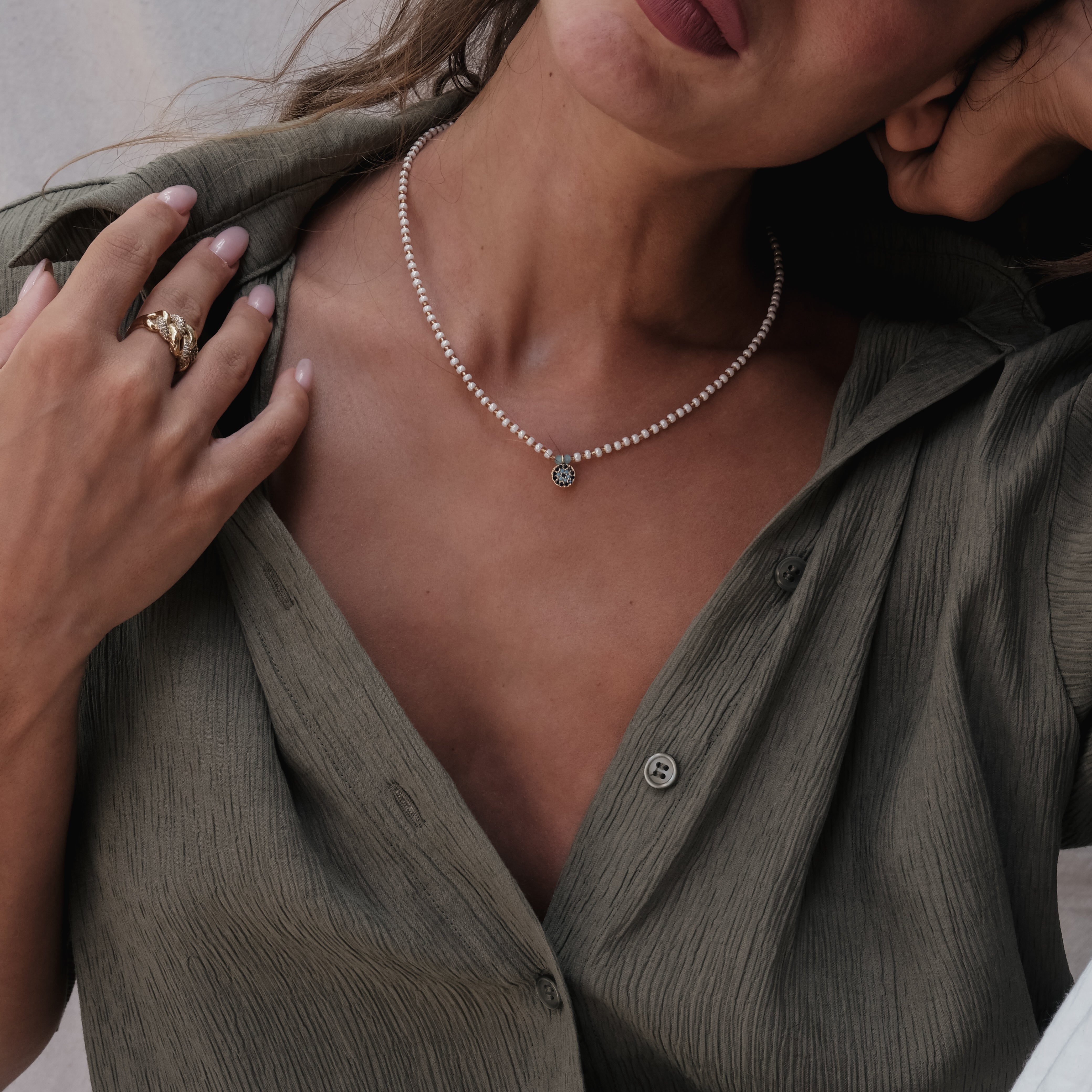 GLASS PEARL BEAD NECKLACE & PENDANT | My Bohemian Store