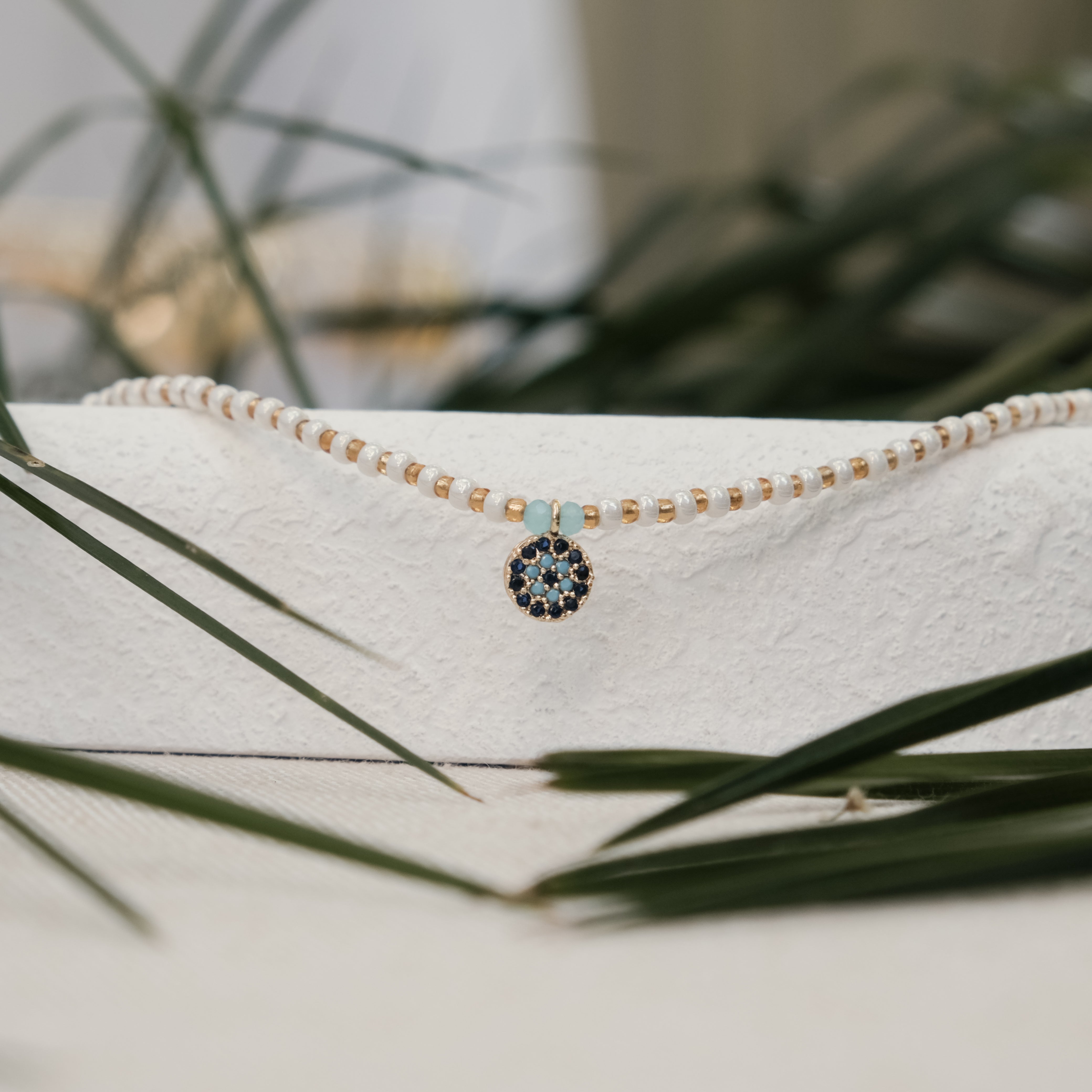 GLASS PEARL BEAD NECKLACE & PENDANT | My Bohemian Store