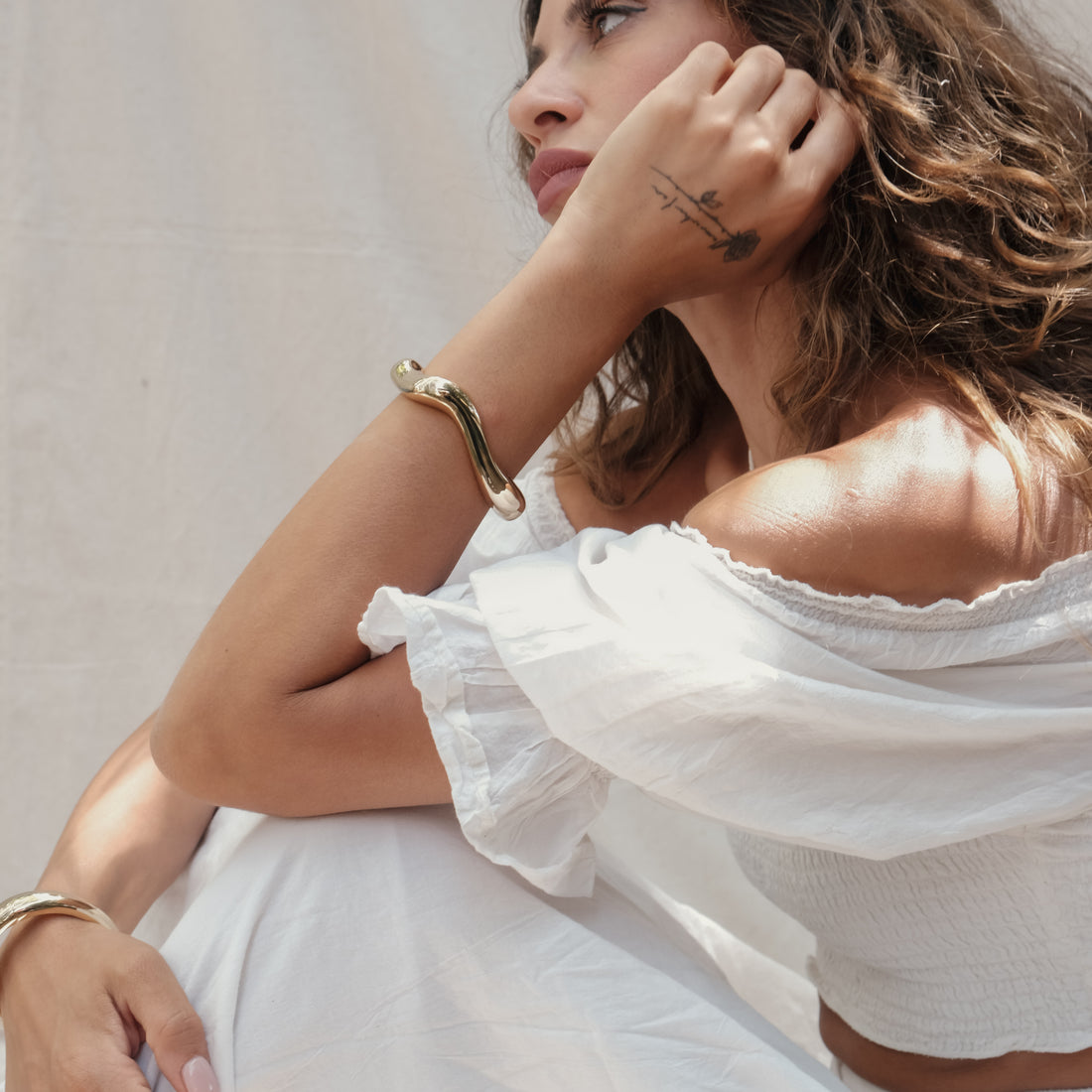 GOLD CHUNKY BANGLE - WAVY | My Bohemian Store