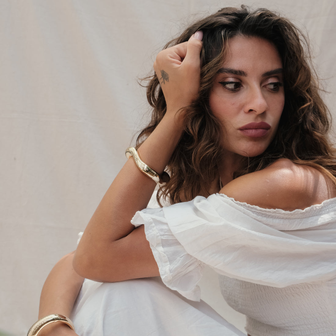 GOLD CHUNKY BANGLE - WAVY | My Bohemian Store