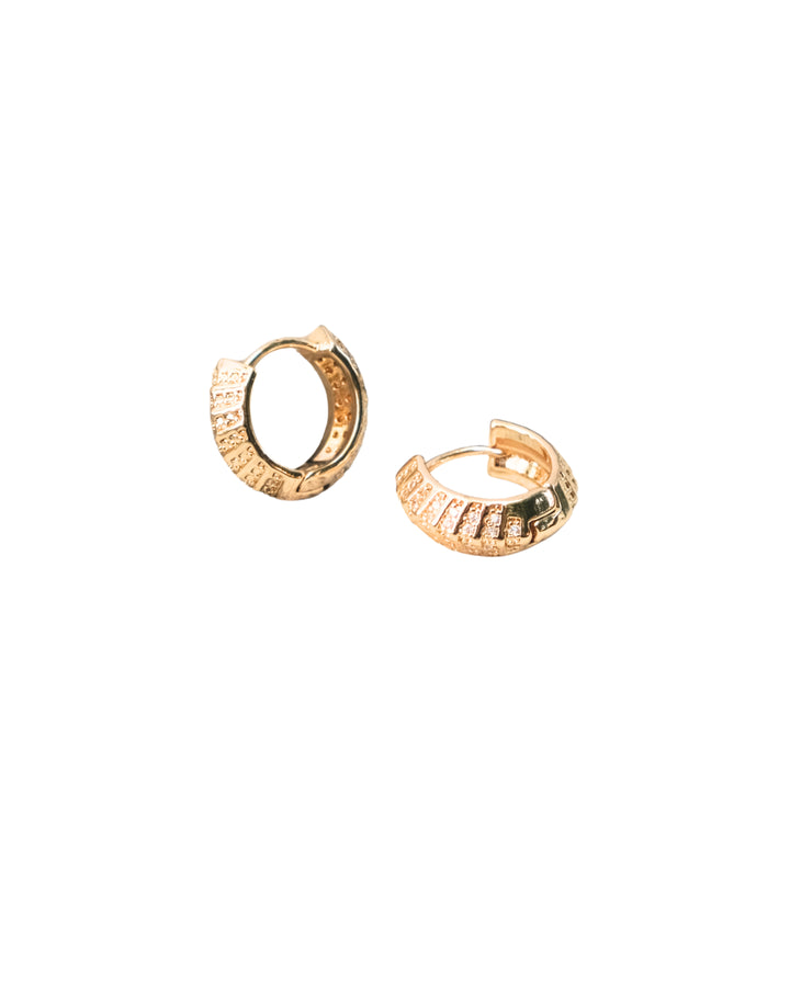 GEOMETRIC DIAMANTE GOLD HOOPS - THREE SIZE
