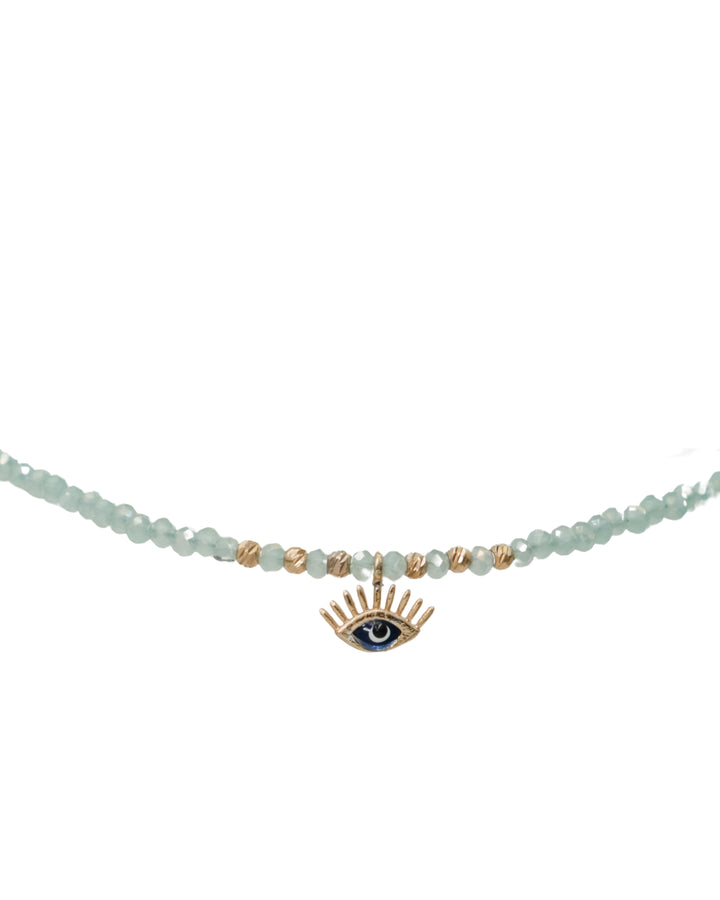 GLASS BEAD & EVIL EYE NECKLACE