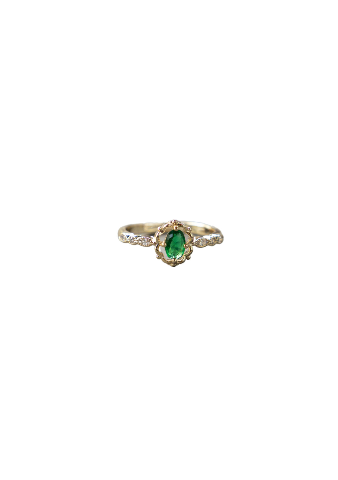 Green Zirconia Ring – Adjustable Gold Boho Jewelry | My Bohemian Store