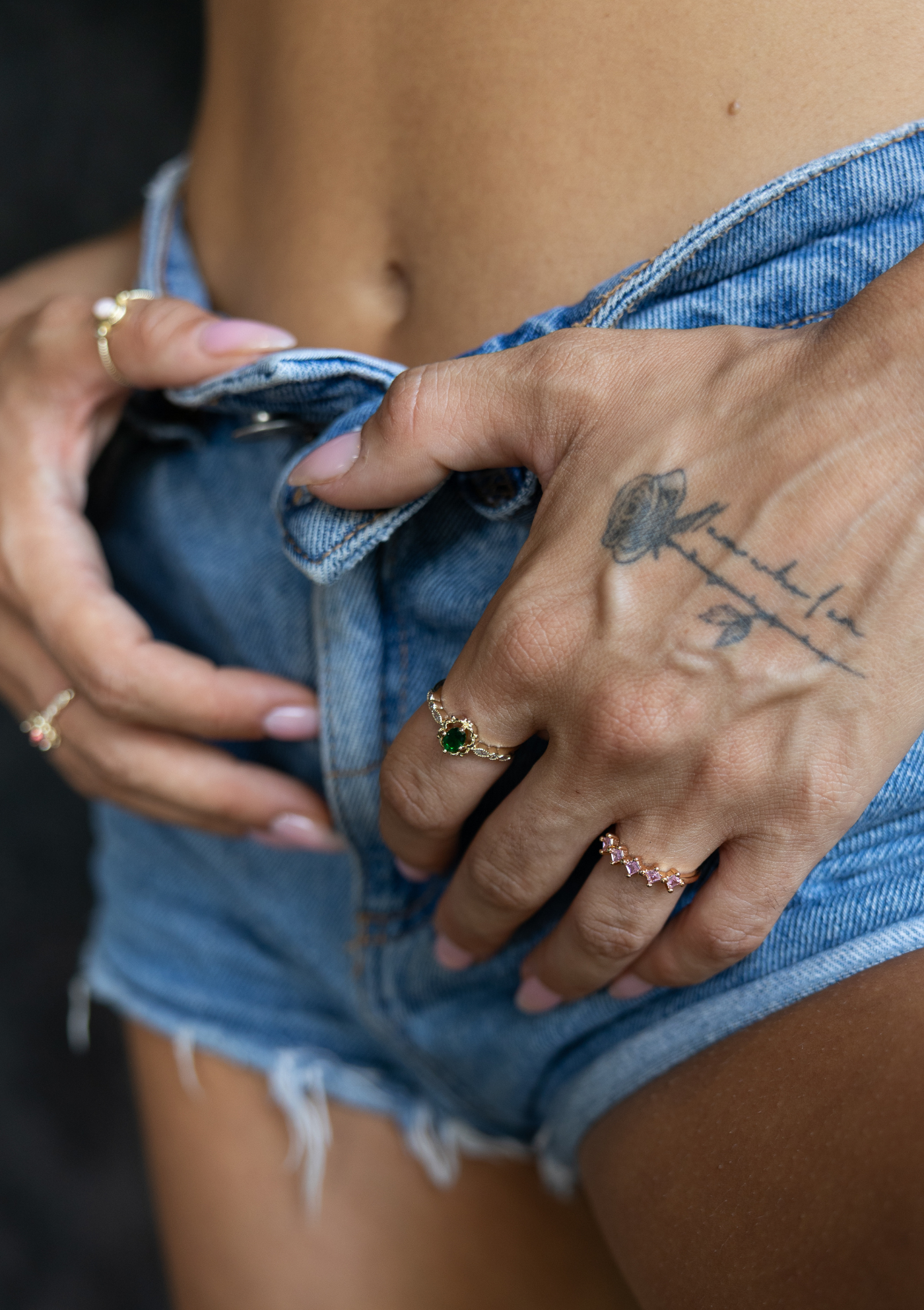 Green Zirconia Ring – Adjustable Gold Boho Jewelry | My Bohemian Store