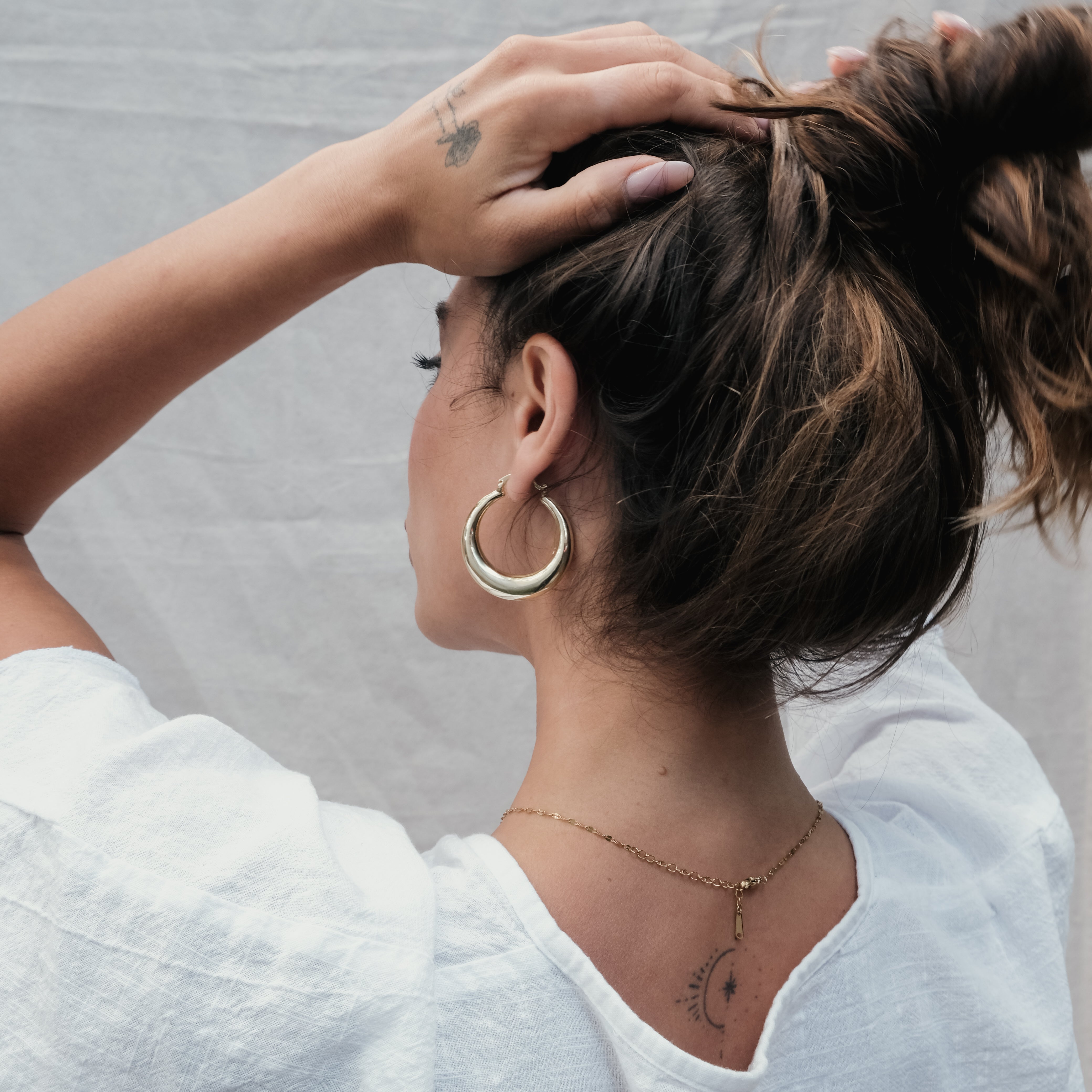 LARGE TUBE HOOP EARRINGS GOLD | My Bohemian Store