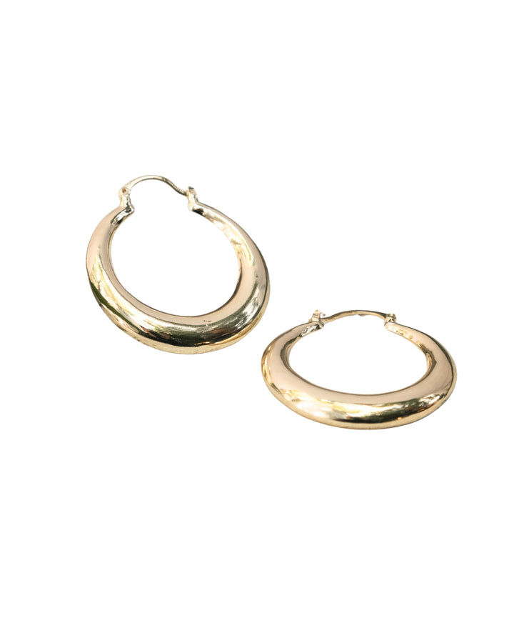 LARGE TUBE HOOP EARRINGS GOLD