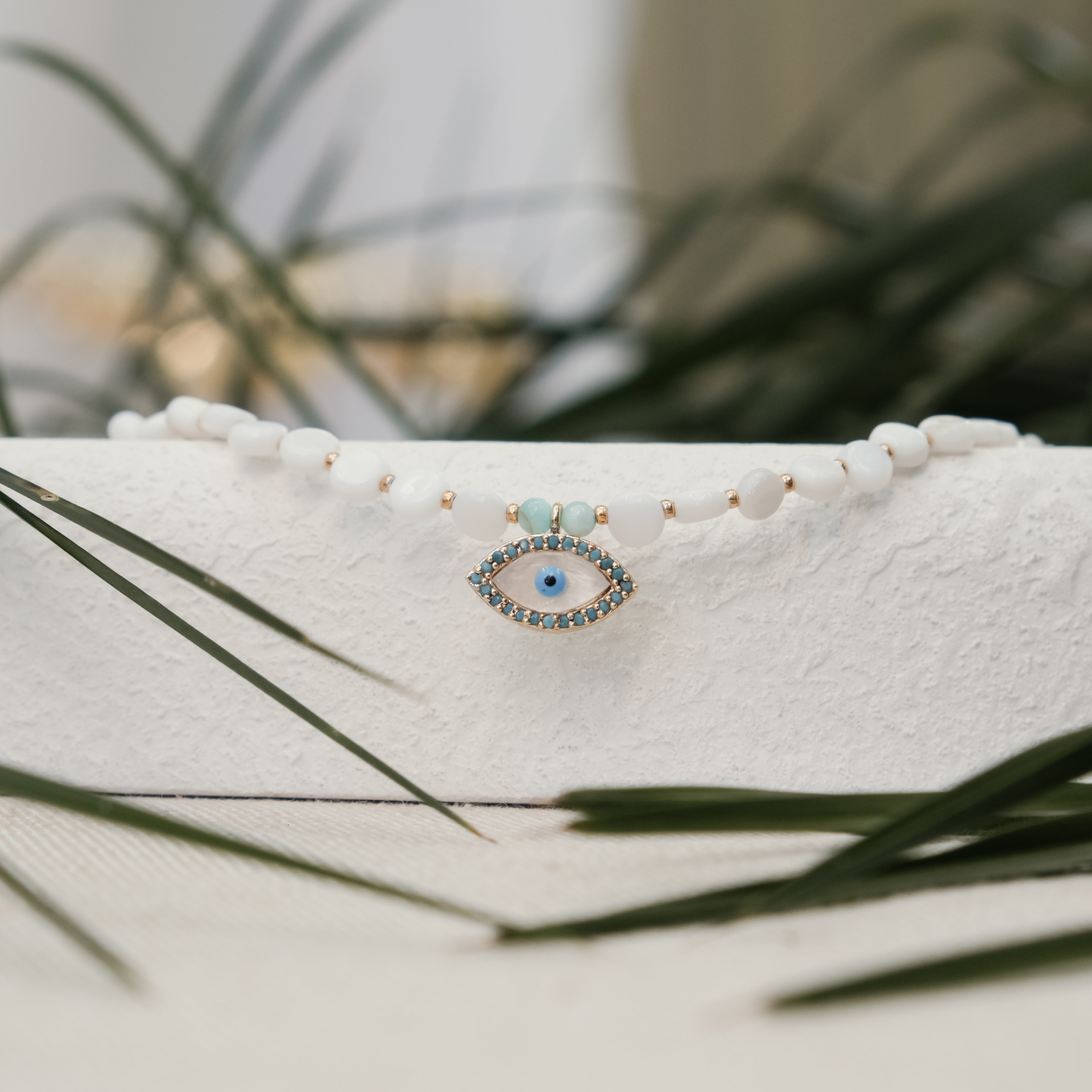 MOTHER OF PEARL BEAD NECKLACE & PENDANT | My Bohemian Store