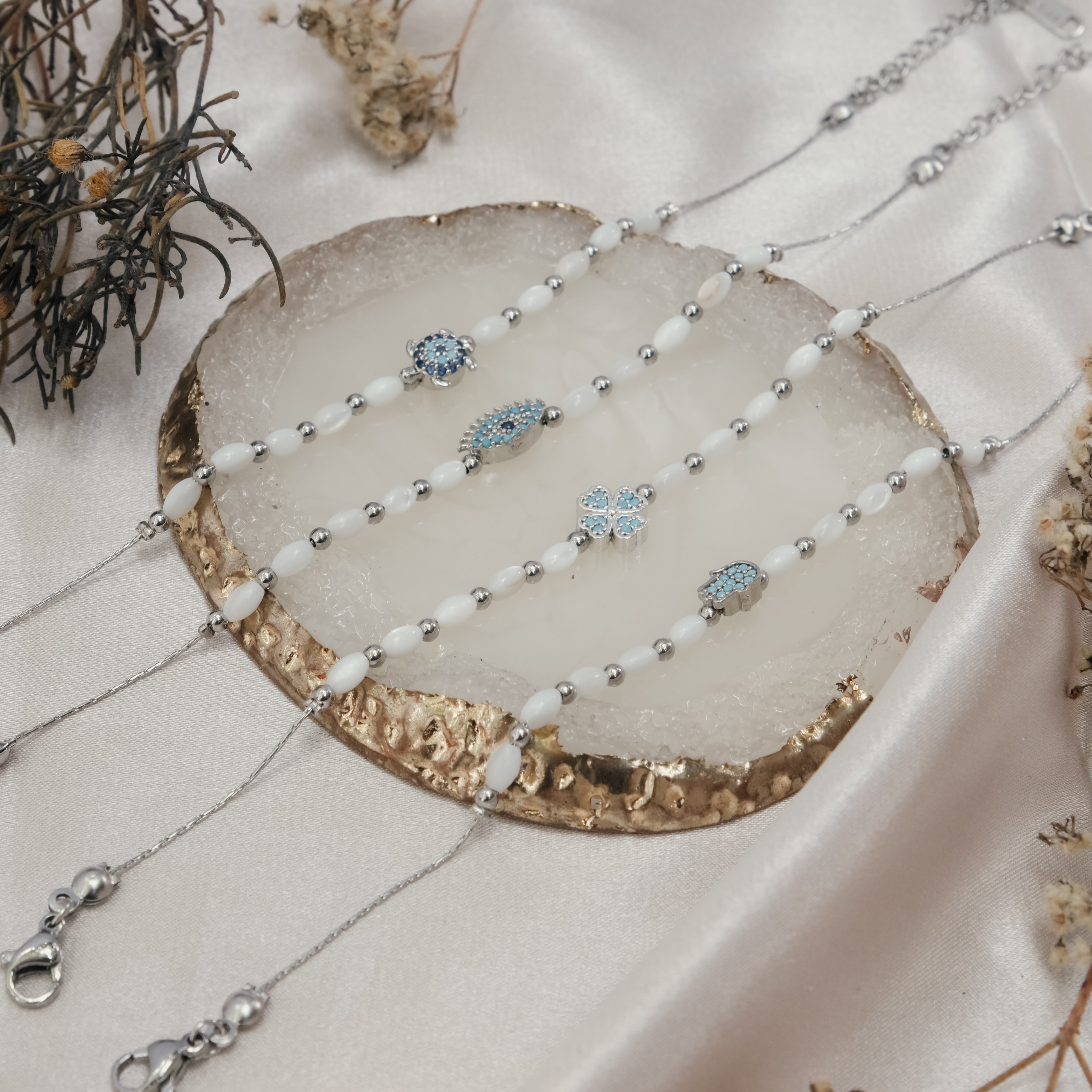 MOTHER OF PEARL SYMBOL BRACELET | My Bohemian Store