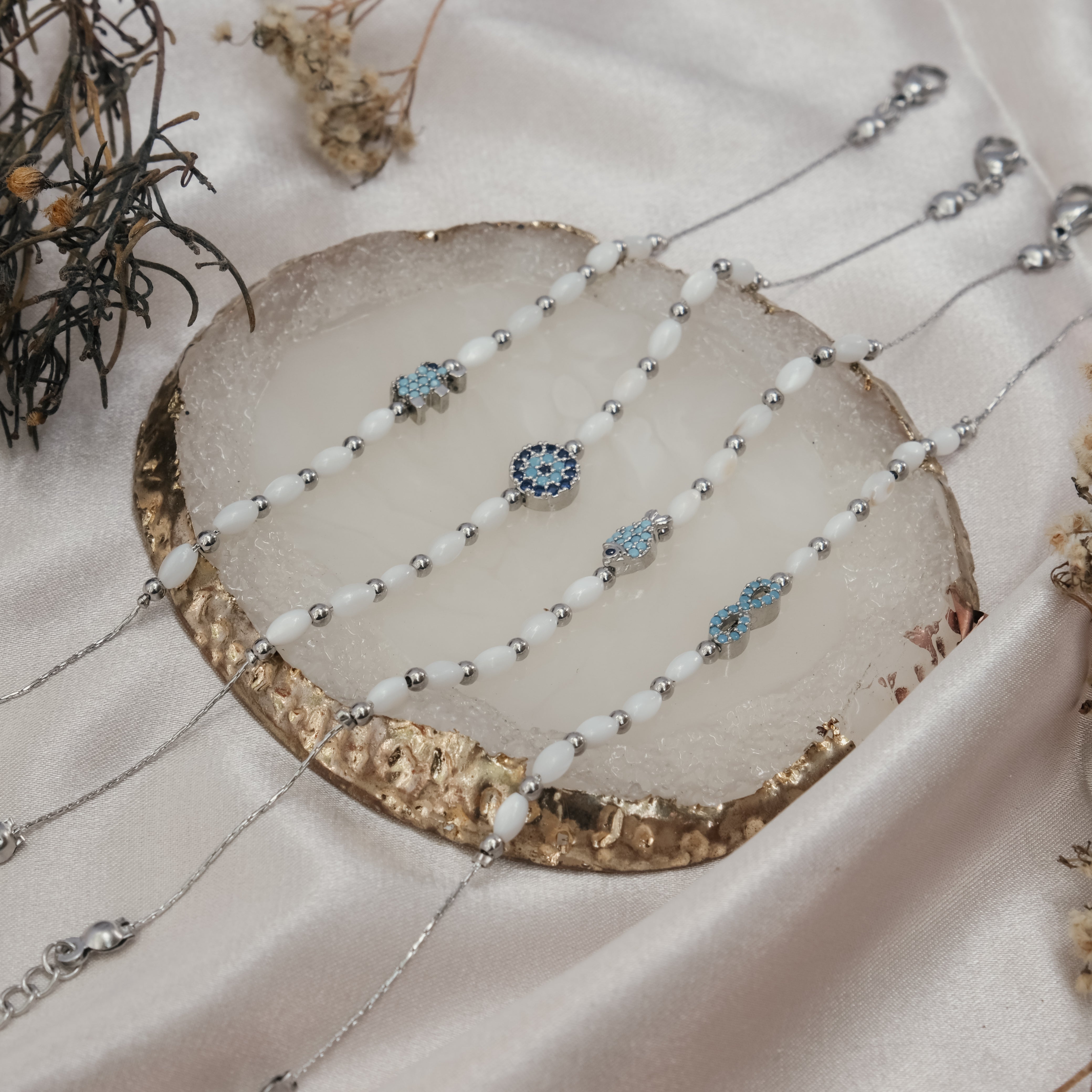 MOTHER OF PEARL SYMBOL BRACELET | My Bohemian Store