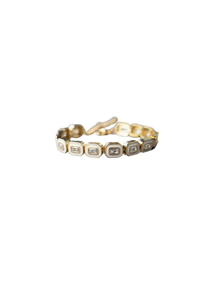 Mother of Pearl & Diamante Bracelet – Boho Gold | My Bohemian Store
