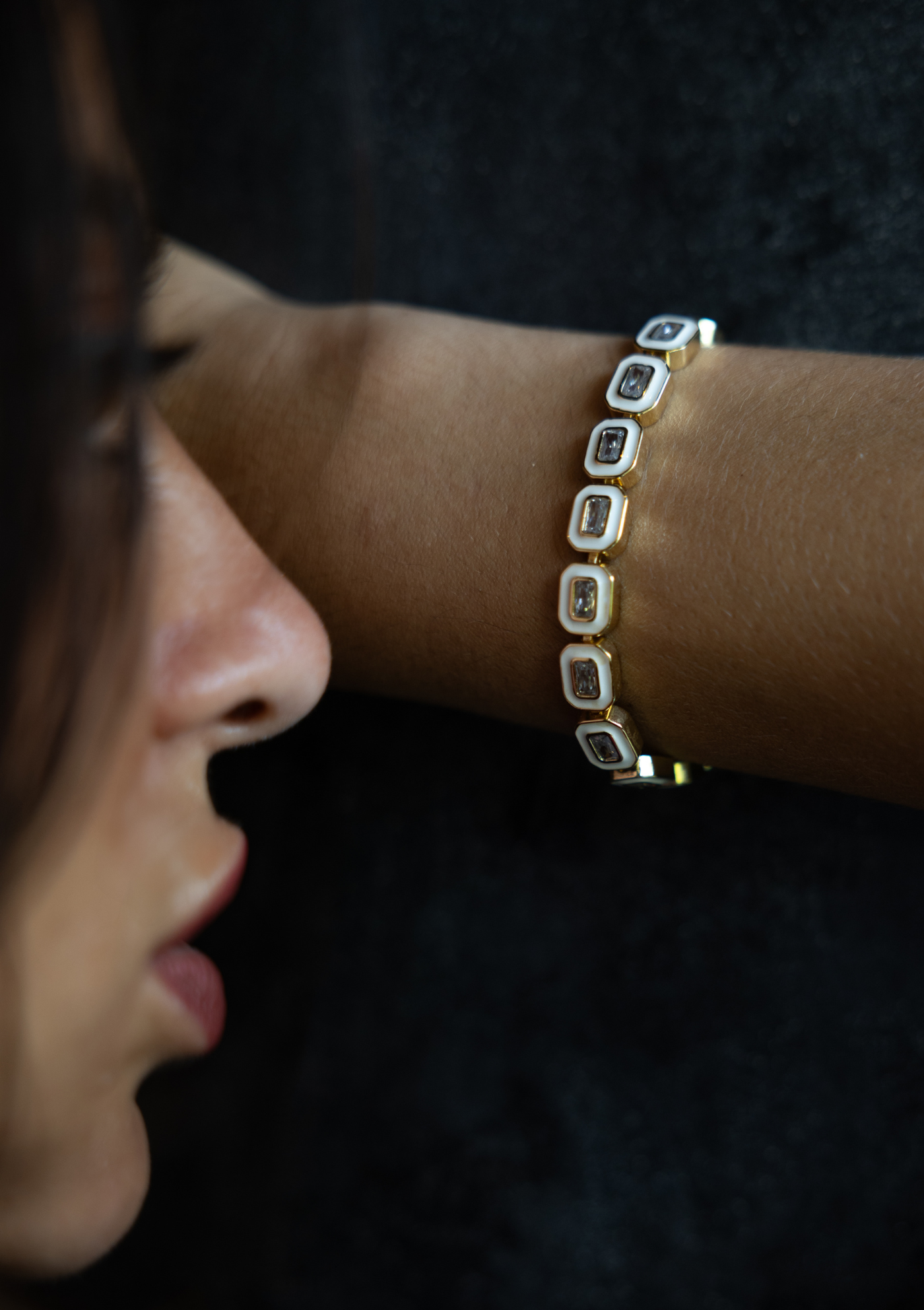 Mother of Pearl & Diamante Bracelet – Boho Gold | My Bohemian Store