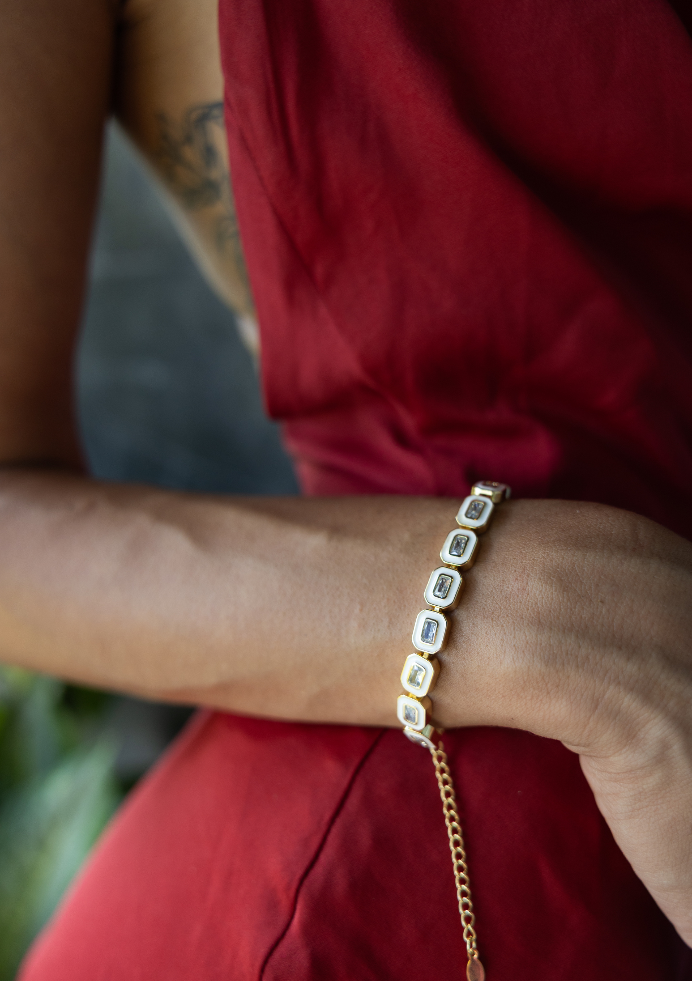 Mother of Pearl & Diamante Bracelet – Boho Gold | My Bohemian Store