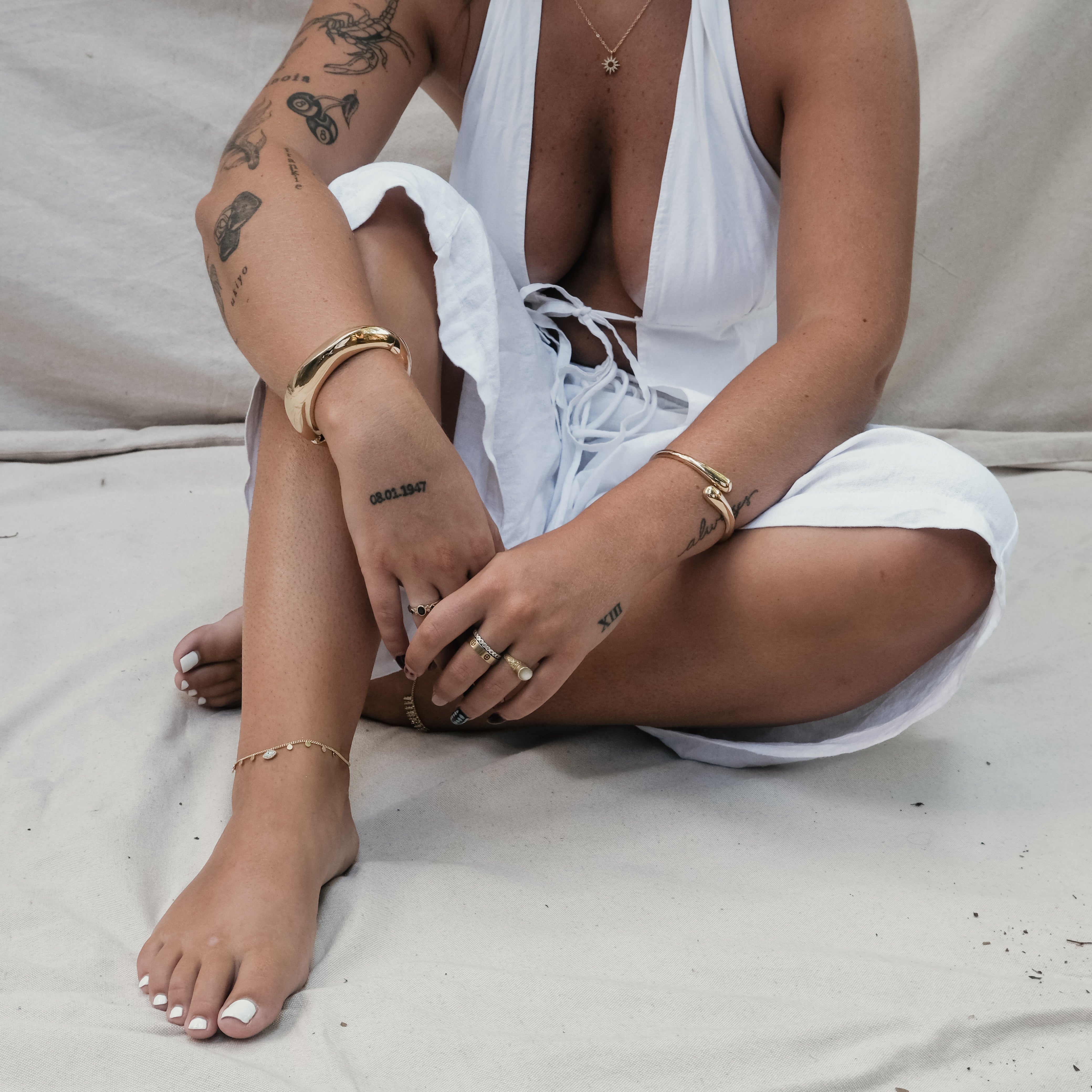 OVAL EVIL EYE CHAIN ANKLET | My Bohemian Store