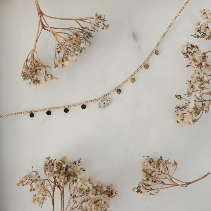 OVAL EVIL EYE CHAIN ANKLET | My Bohemian Store