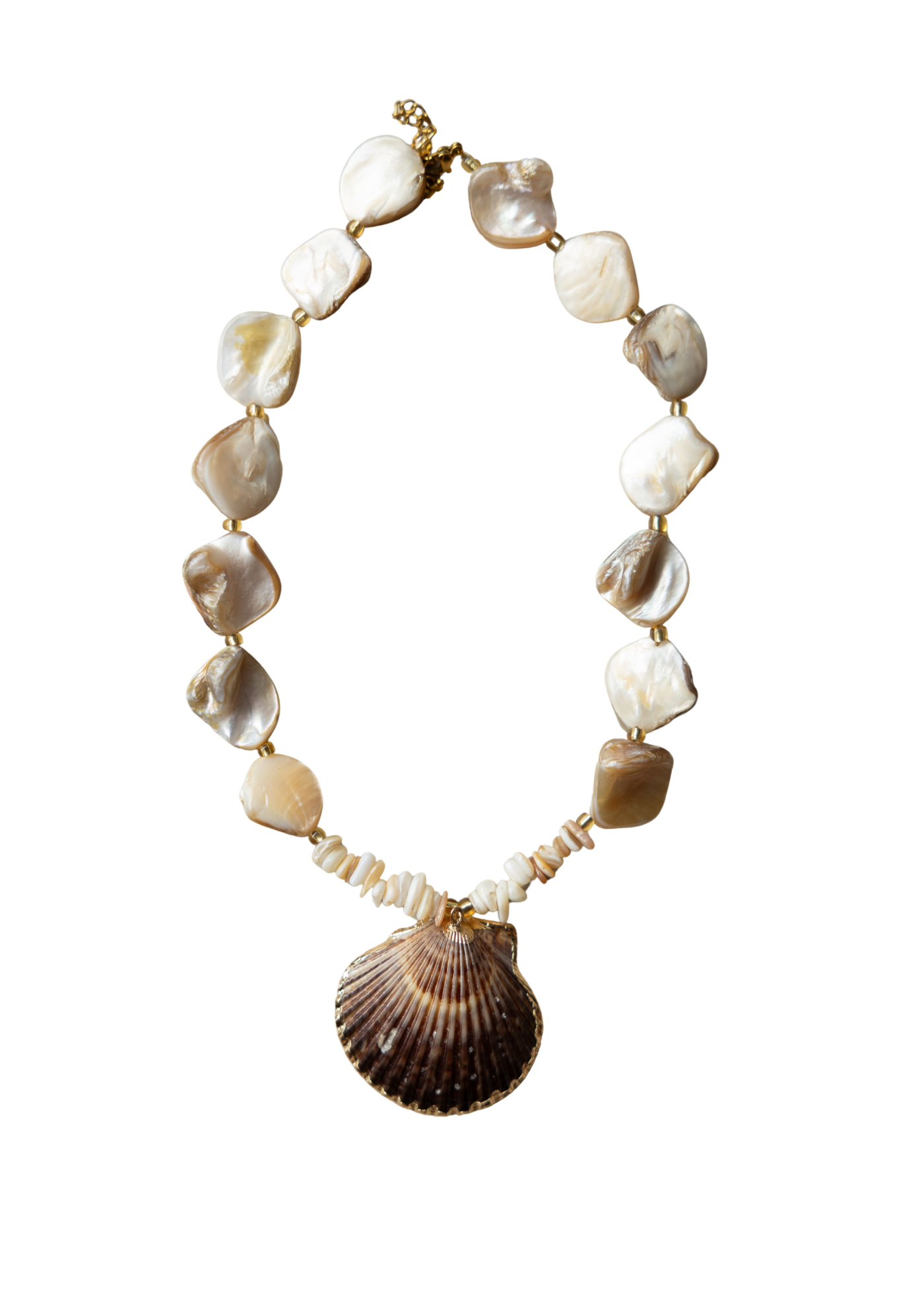 Sandy Brown Shell Necklace – 18K Gold Layering Piece | My Bohemian Store