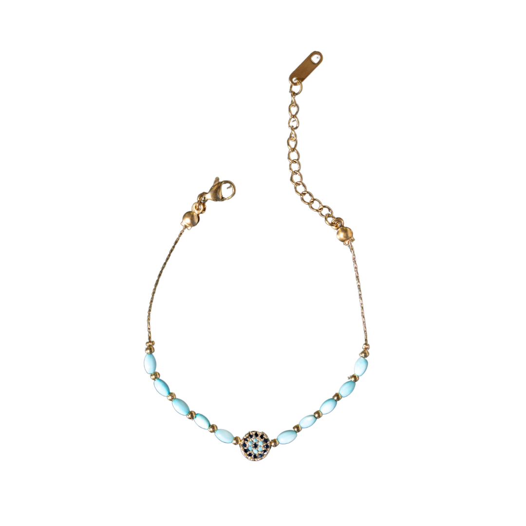 TURQUOISE MOTHER OF PEARL SYMBOL BRACELET | My Bohemian Store