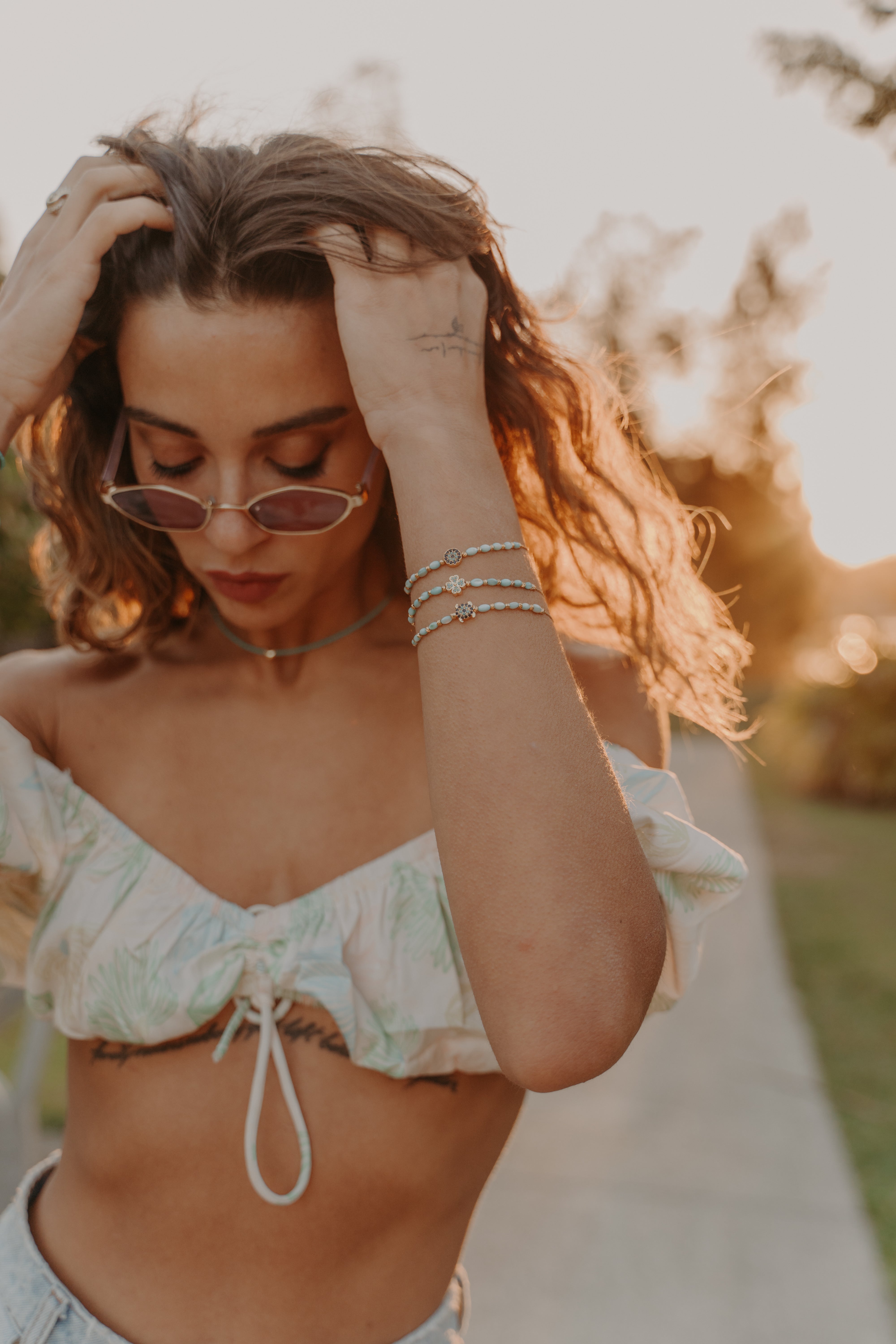 TURQUOISE MOTHER OF PEARL SYMBOL BRACELET | My Bohemian Store